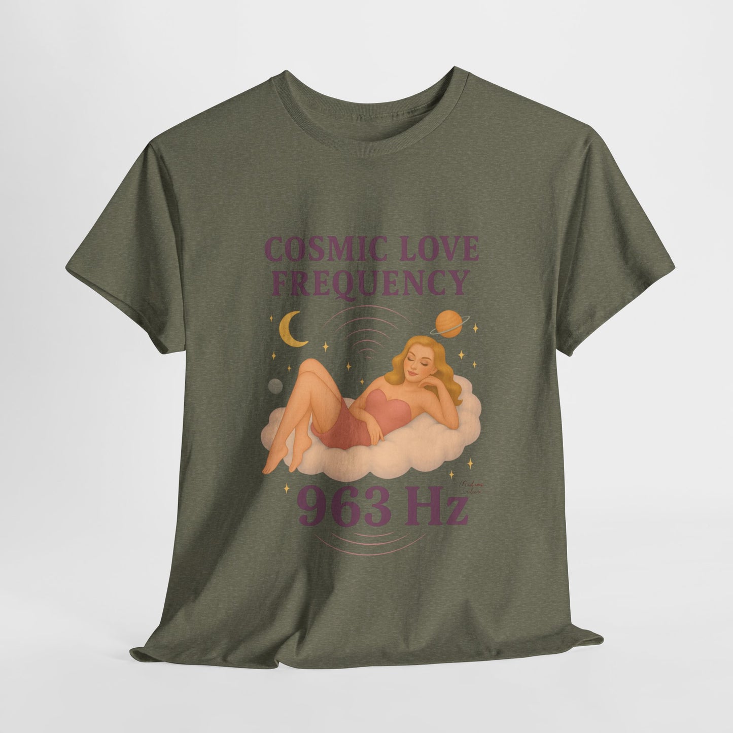 Cosmic Love Frequency 963 Hz Unisex T-Shirt – Retro Vintage Spiritual Graphic Tee, Angel Number Vibes, Feminine Pin Up Inspired Top - Madame Soulière