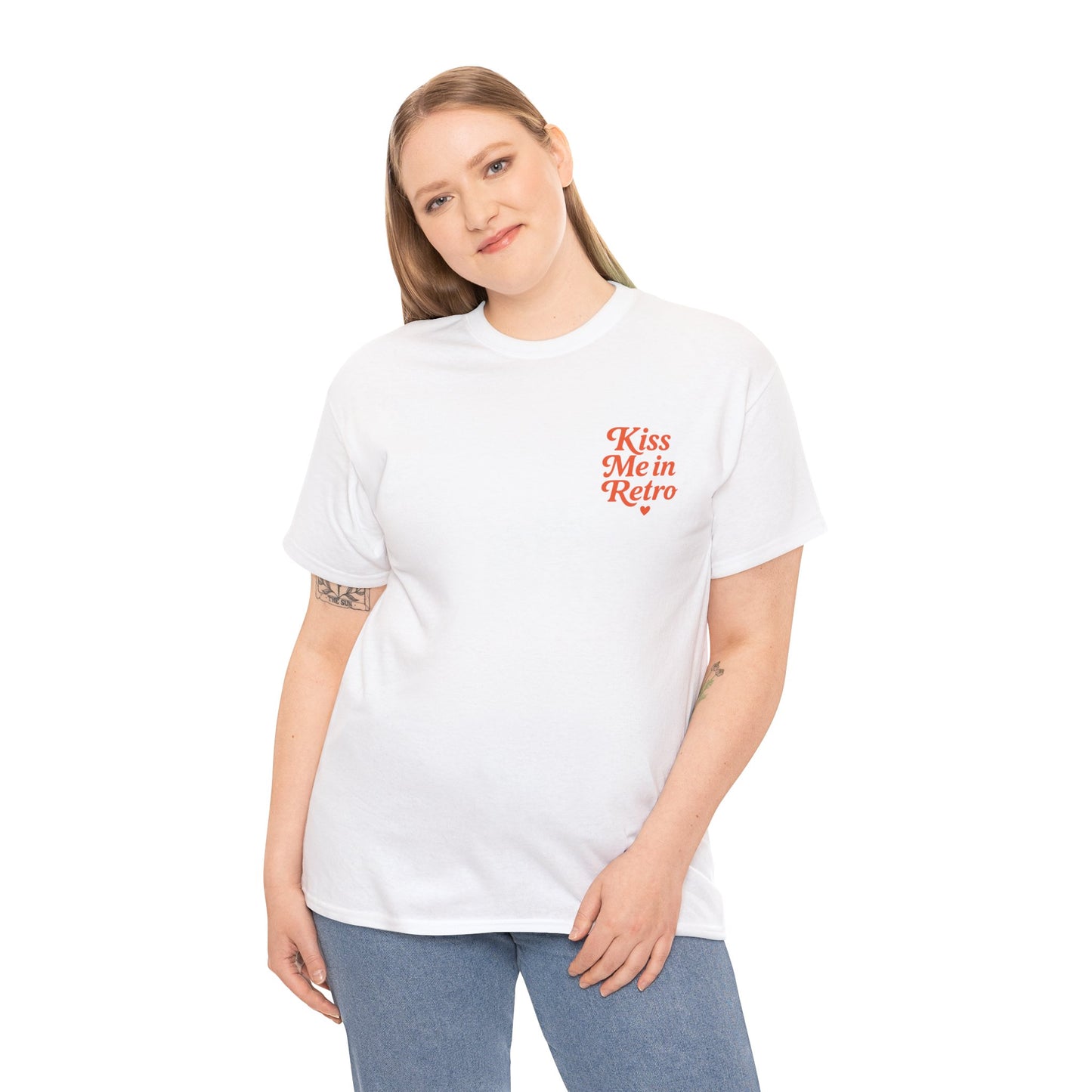Retro Mini Slogan Unisex T-Shirt – Kiss Me in Retro Graphic Tee, Vintage Pin Up Inspired Top, 50s Rockabilly Style, Feminine Retro Statement Shirt - Madame Soulière