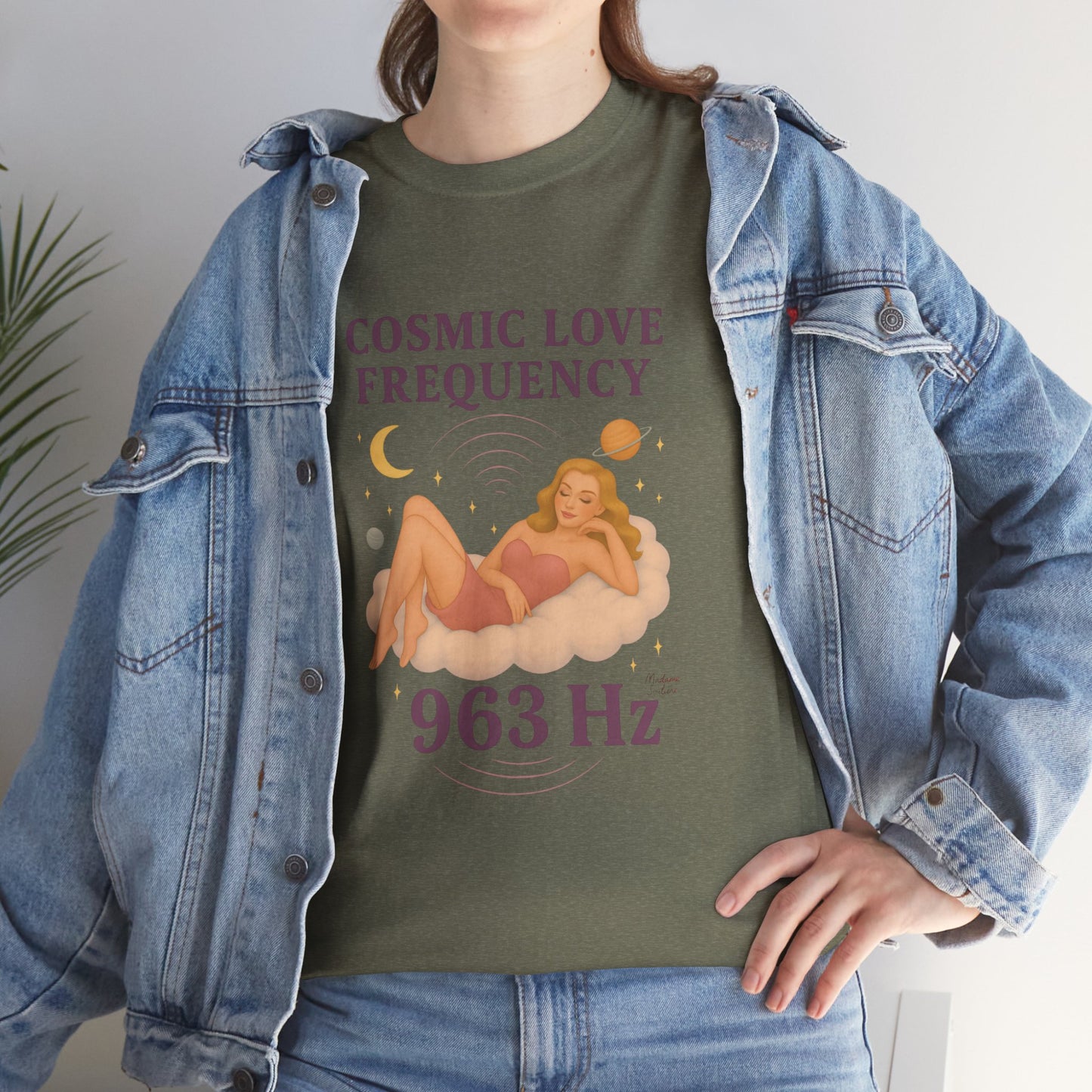 Cosmic Love Frequency 963 Hz Unisex T-Shirt – Retro Vintage Spiritual Graphic Tee, Angel Number Vibes, Feminine Pin Up Inspired Top - Madame Soulière