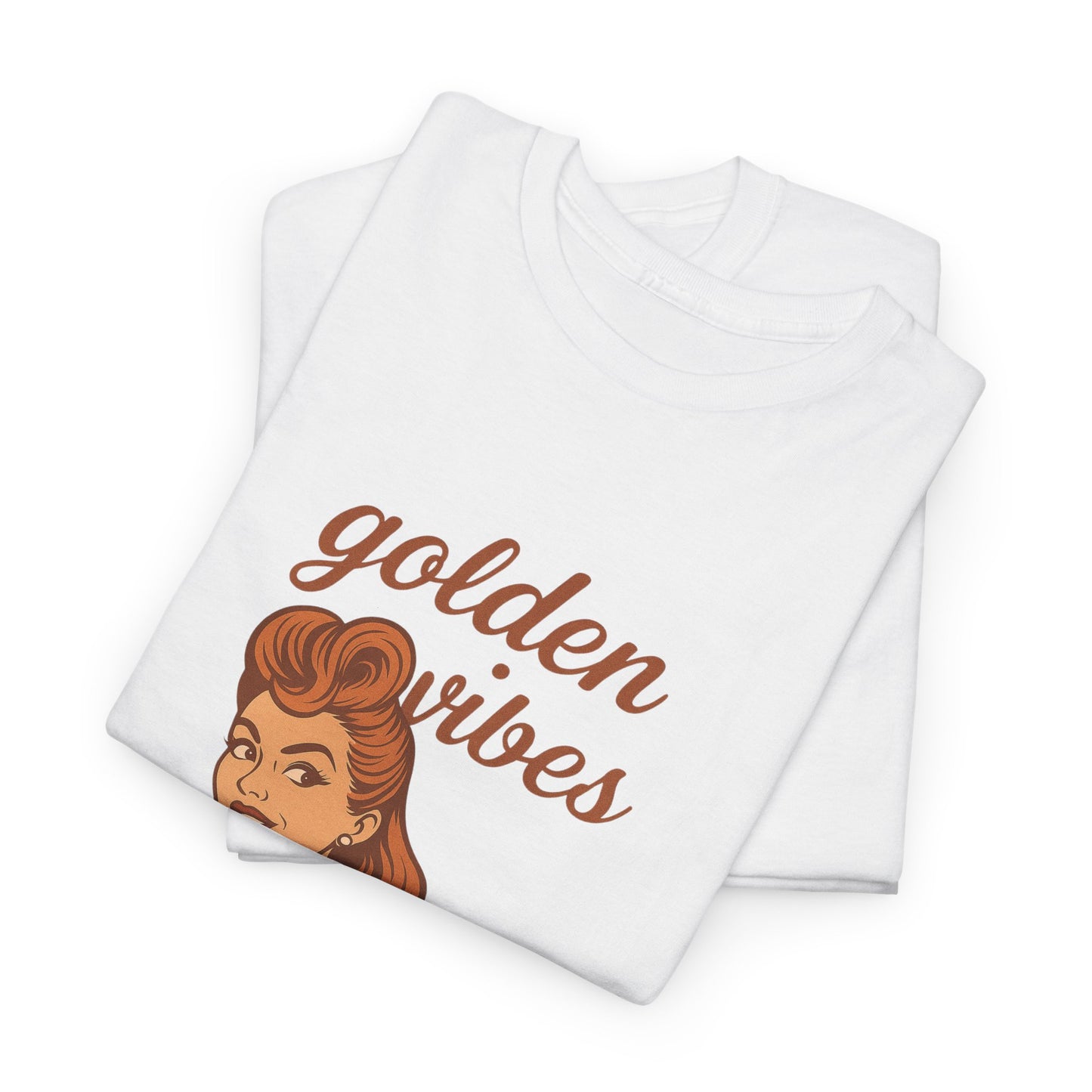 Golden Vibes – Retro Pin-Up Graphic Tee | Unisex Vintage Aesthetic T-Shirt - Madame Soulière