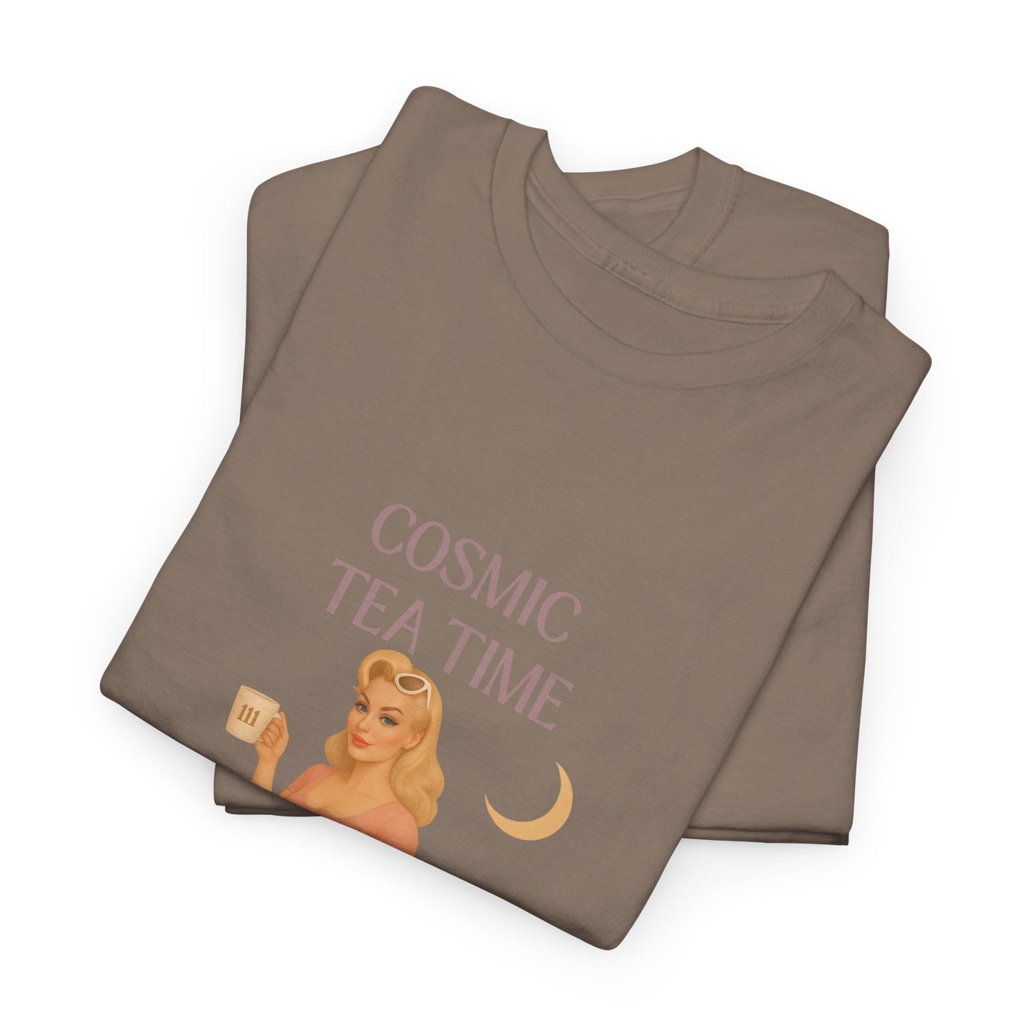 Cosmic Tea Time 111 Unisex T-Shirt – Retro Vintage Graphic Tee, Angel Number Shirt, Spiritual Pin Up Top, Unisex Cosmic Vibes Tee - Madame Soulière