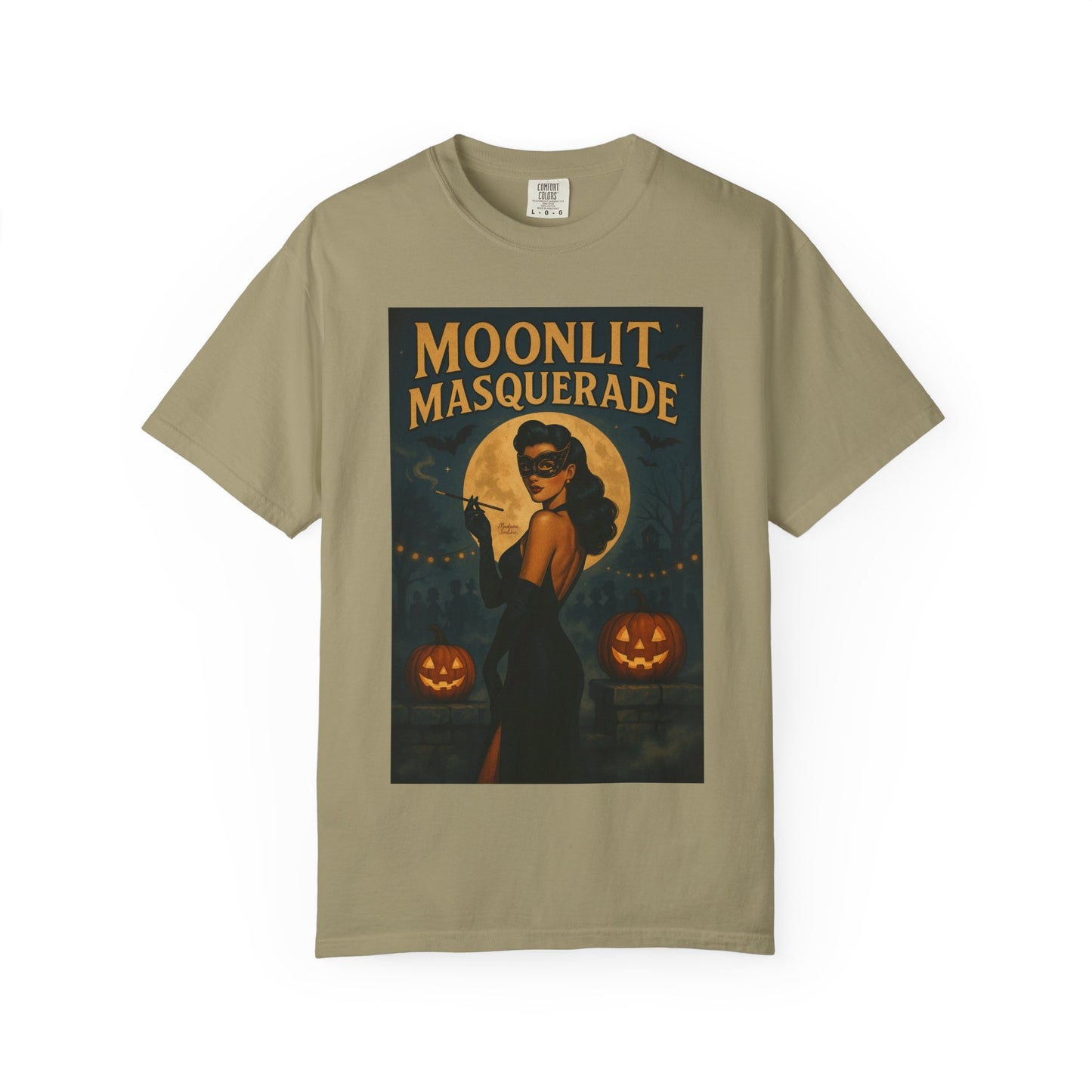 Moonlit Masquerade Halloween Unisex T-Shirt – Retro Vintage Masquerade Ball Graphic Tee, Spooky Horror Top - Madame Soulière