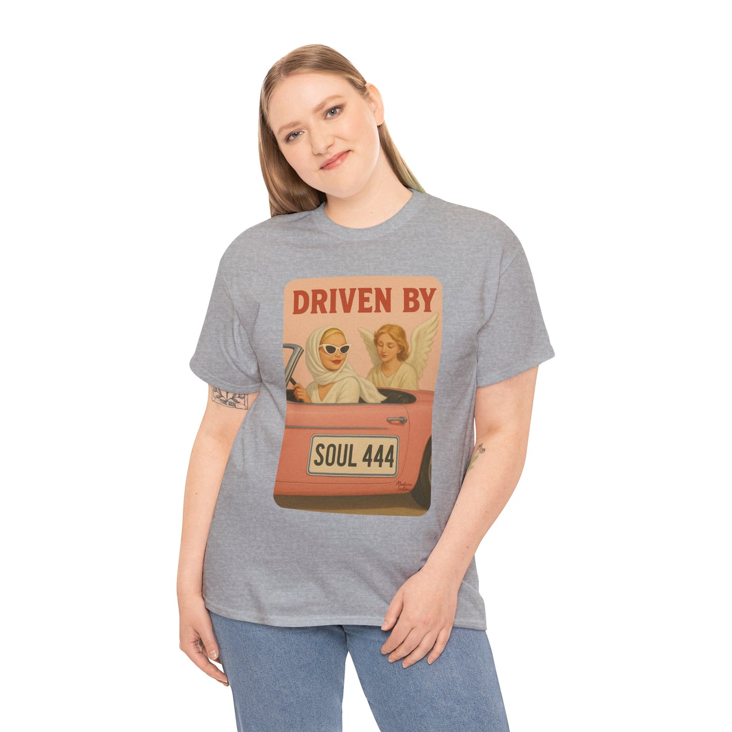 Driven by Soul 444 – Angel Number Retro Graphic Tee | Unisex Vintage Empowerment Shirt - Madame Soulière