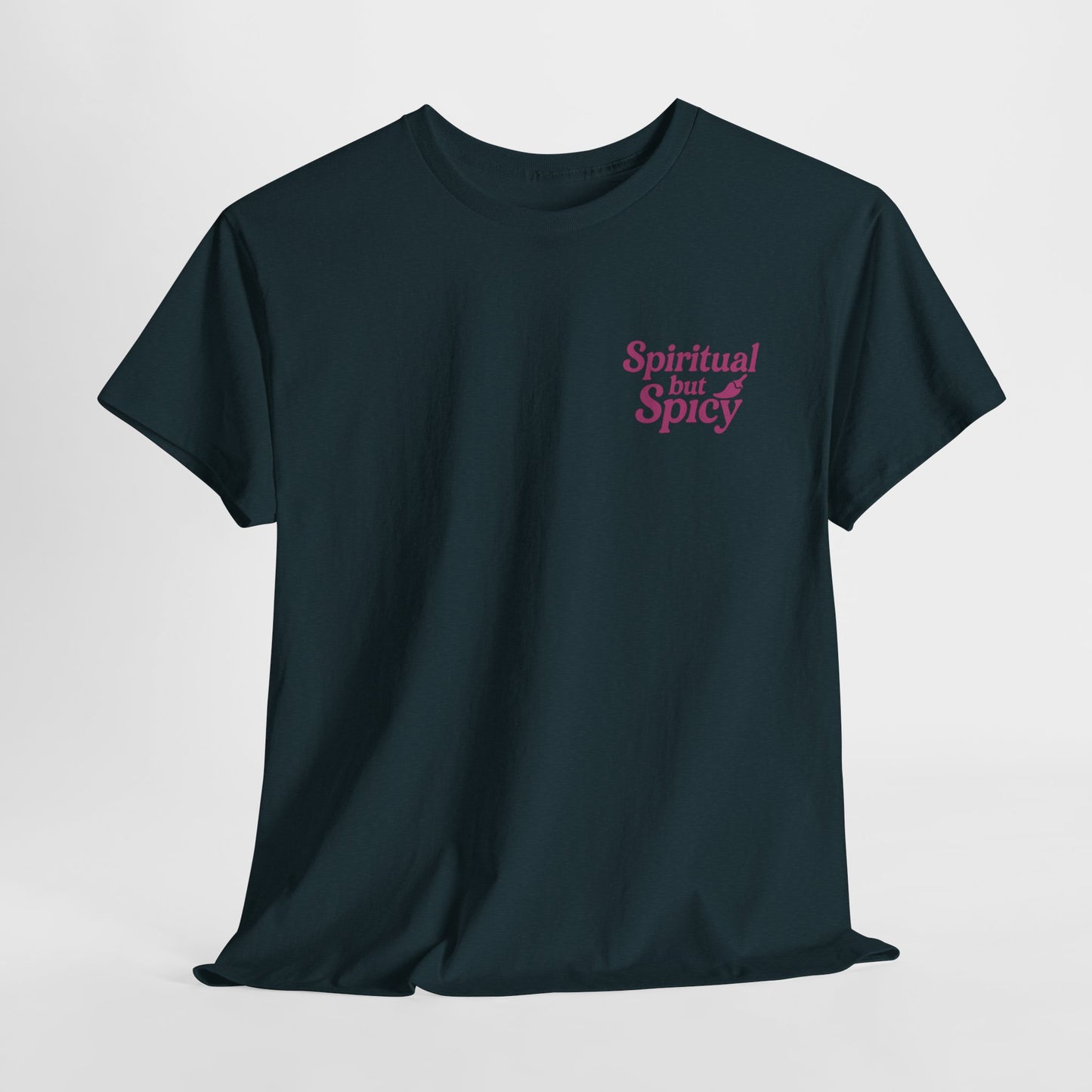 Spiritual but Spicy Unisex T-Shirt – Retro Mini Slogan Tee, Vintage Inspired Graphic Top, Feminine Statement Shirt - Madame Soulière