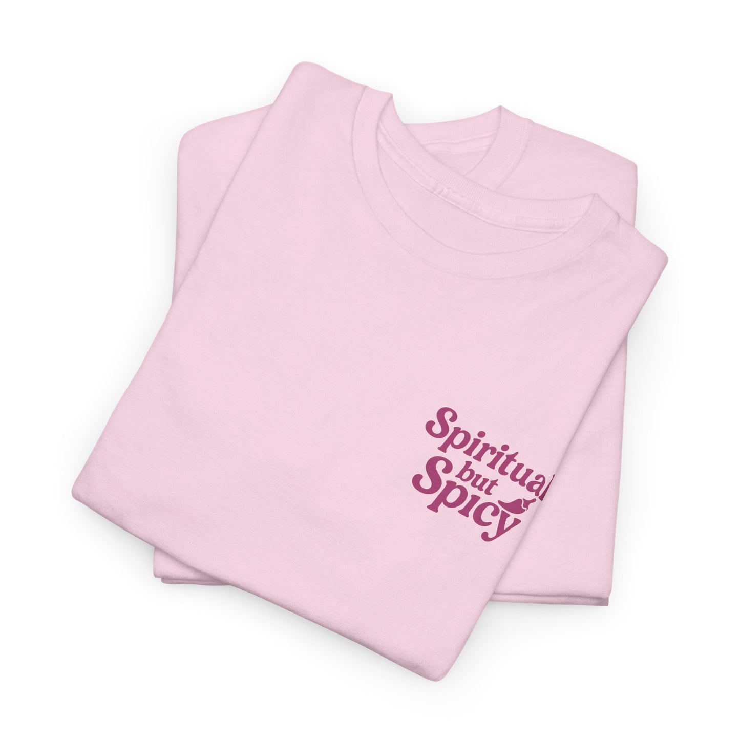 Spiritual but Spicy Unisex T-Shirt – Retro Mini Slogan Tee, Vintage Inspired Graphic Top, Feminine Statement Shirt - Madame Soulière