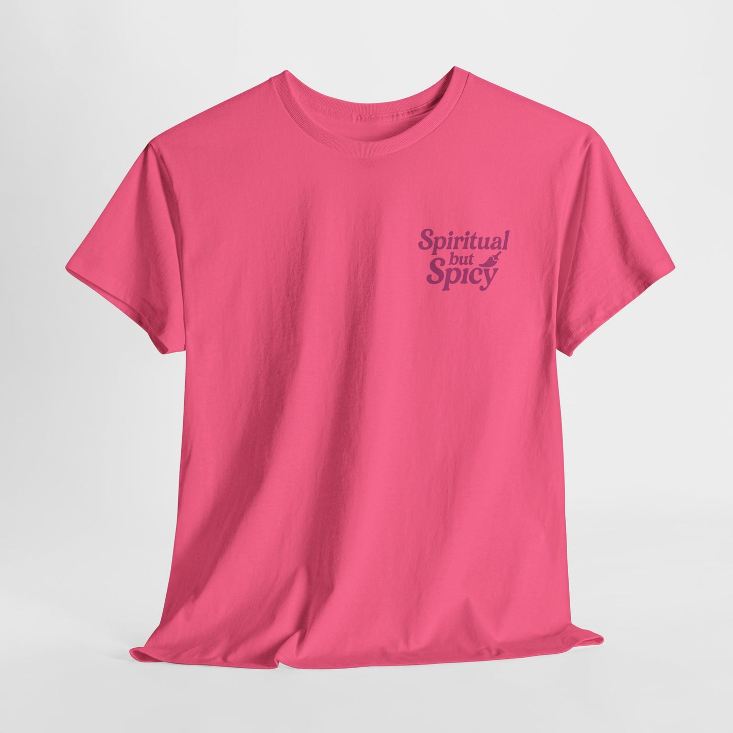 Spiritual but Spicy Unisex T-Shirt – Retro Mini Slogan Tee, Vintage Inspired Graphic Top, Feminine Statement Shirt - Madame Soulière