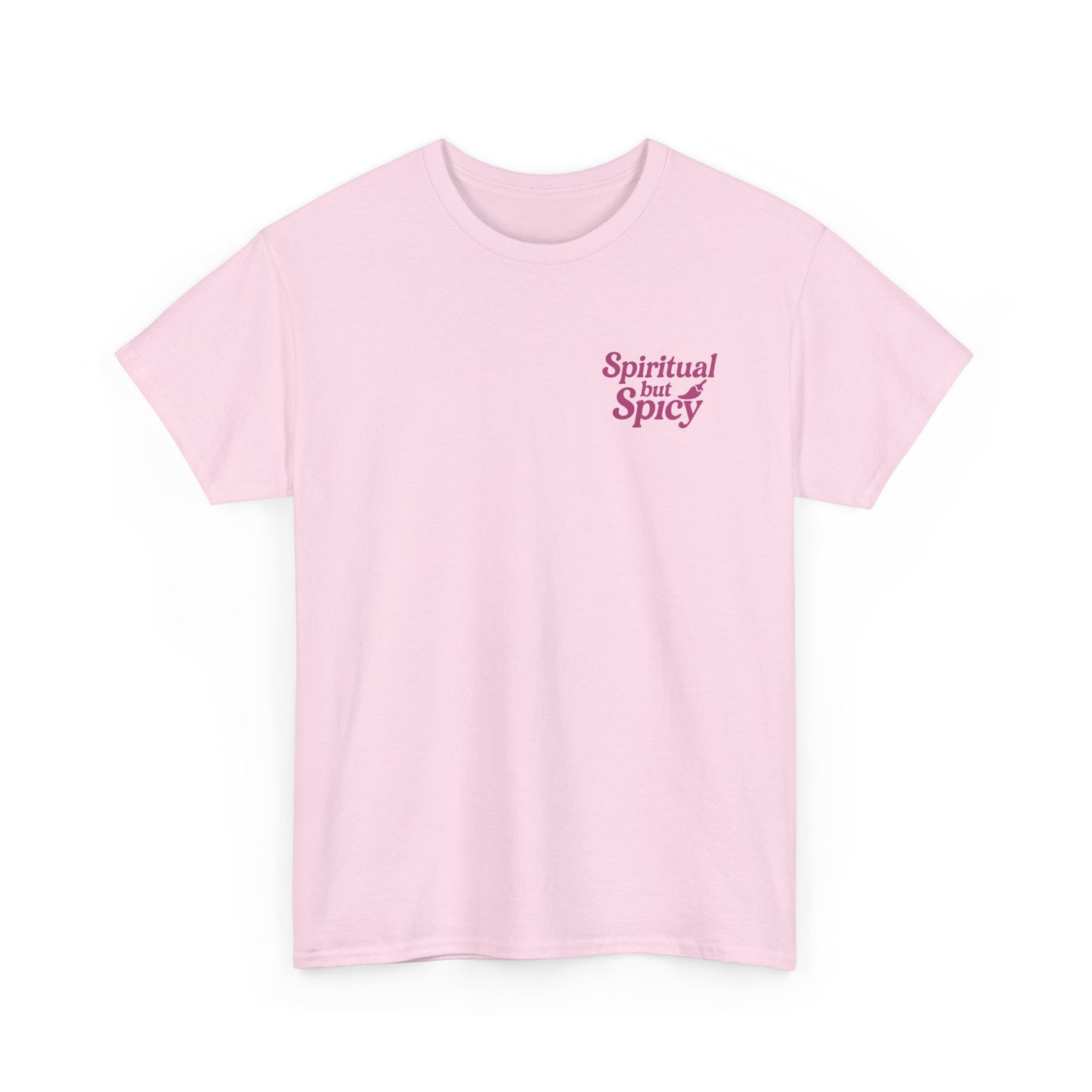 Spiritual but Spicy Unisex T-Shirt – Retro Mini Slogan Tee, Vintage Inspired Graphic Top, Feminine Statement Shirt - Madame Soulière