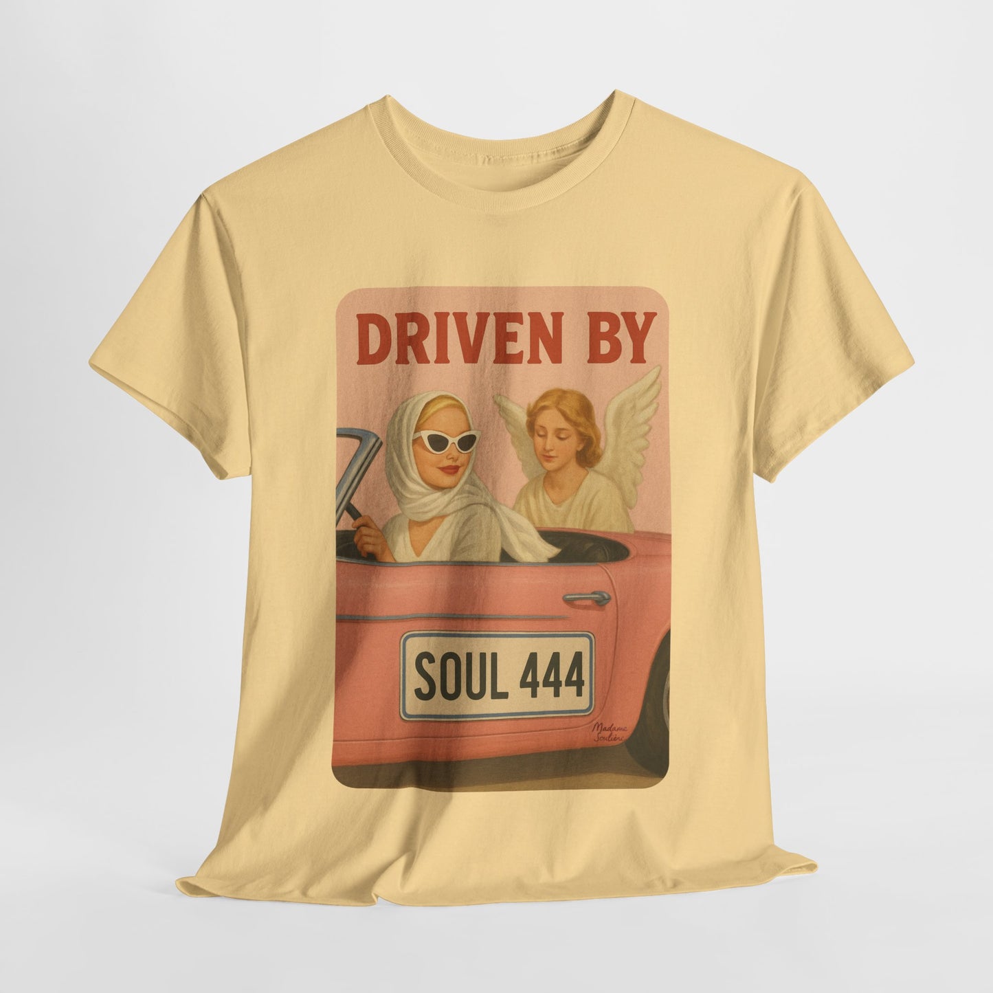 Driven by Soul 444 – Angel Number Retro Graphic Tee | Unisex Vintage Empowerment Shirt - Madame Soulière