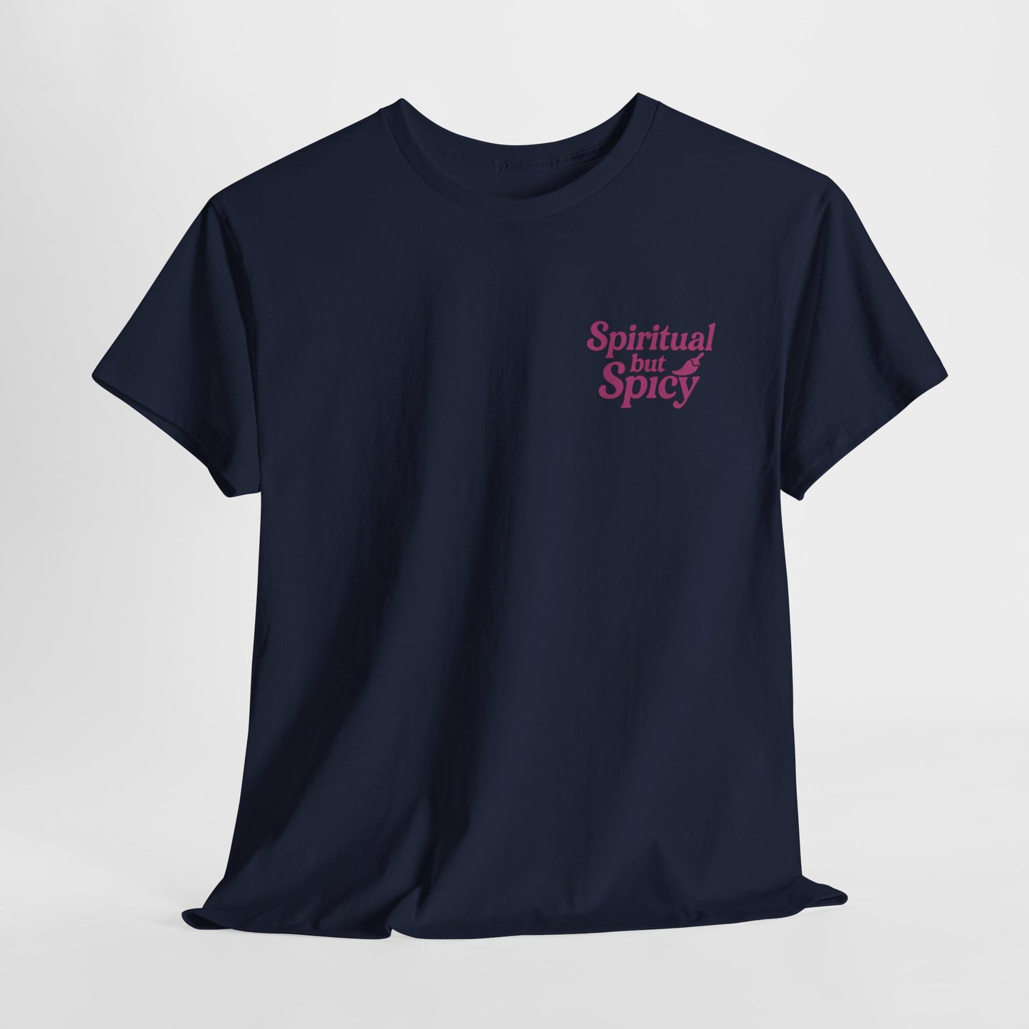 Spiritual but Spicy Unisex T-Shirt – Retro Mini Slogan Tee, Vintage Inspired Graphic Top, Feminine Statement Shirt - Madame Soulière