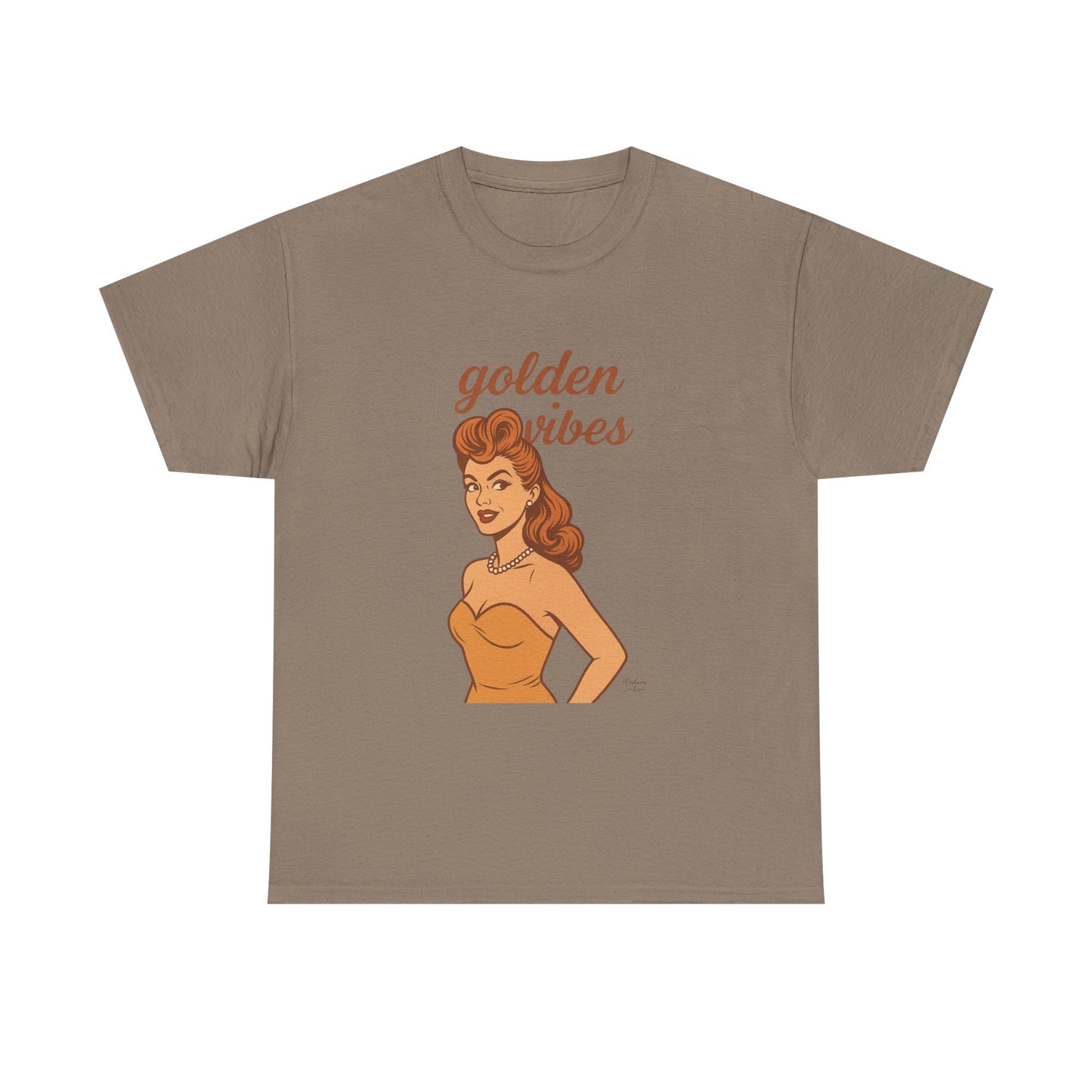 Golden Vibes – Retro Pin-Up Graphic Tee | Unisex Vintage Aesthetic T-Shirt - Madame Soulière
