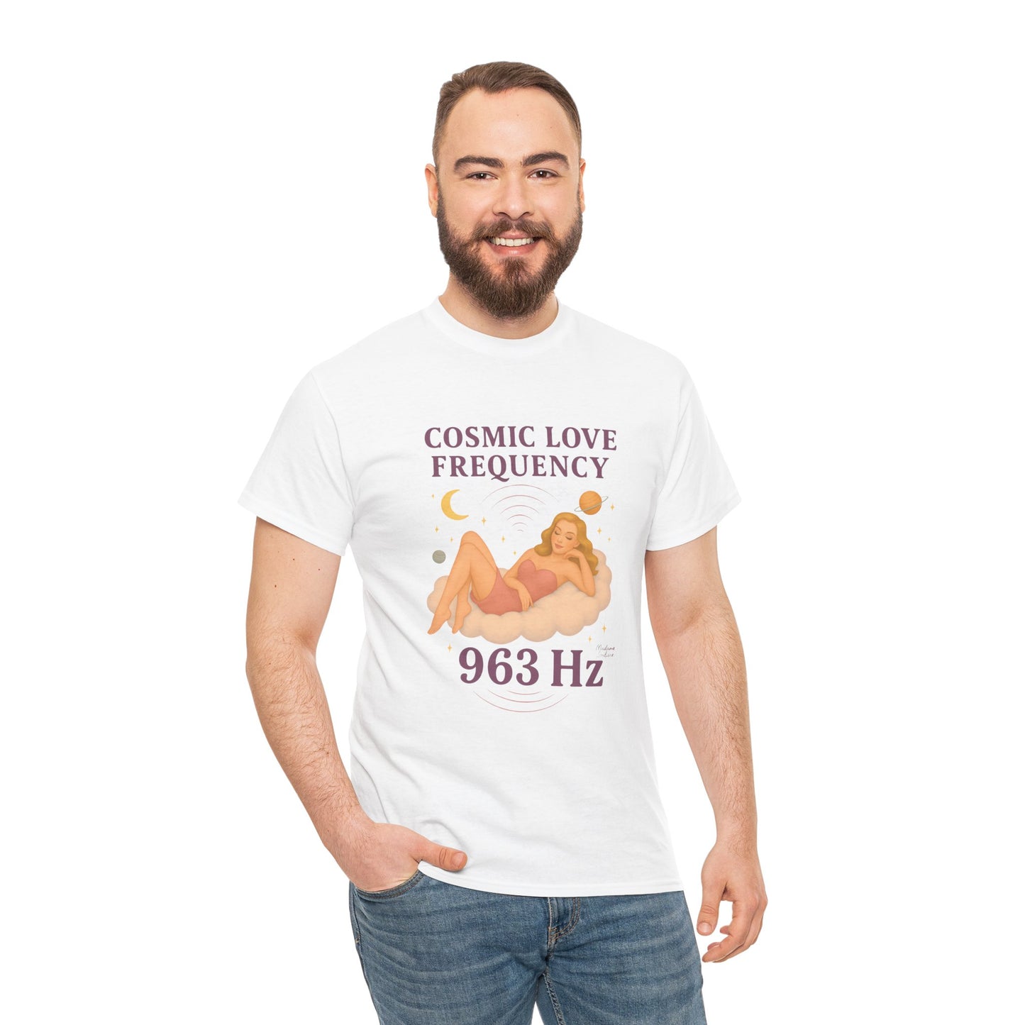 Cosmic Love Frequency 963 Hz Unisex T-Shirt – Retro Vintage Spiritual Graphic Tee, Angel Number Vibes, Feminine Pin Up Inspired Top - Madame Soulière