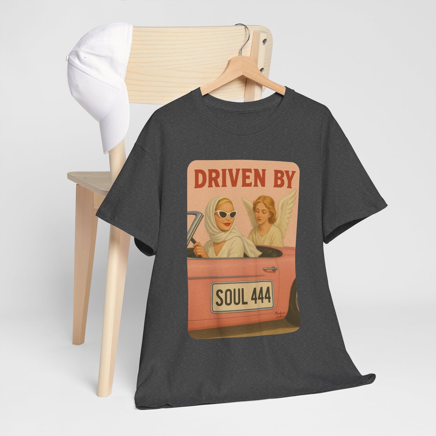 Driven by Soul 444 – Angel Number Retro Graphic Tee | Unisex Vintage Empowerment Shirt - Madame Soulière
