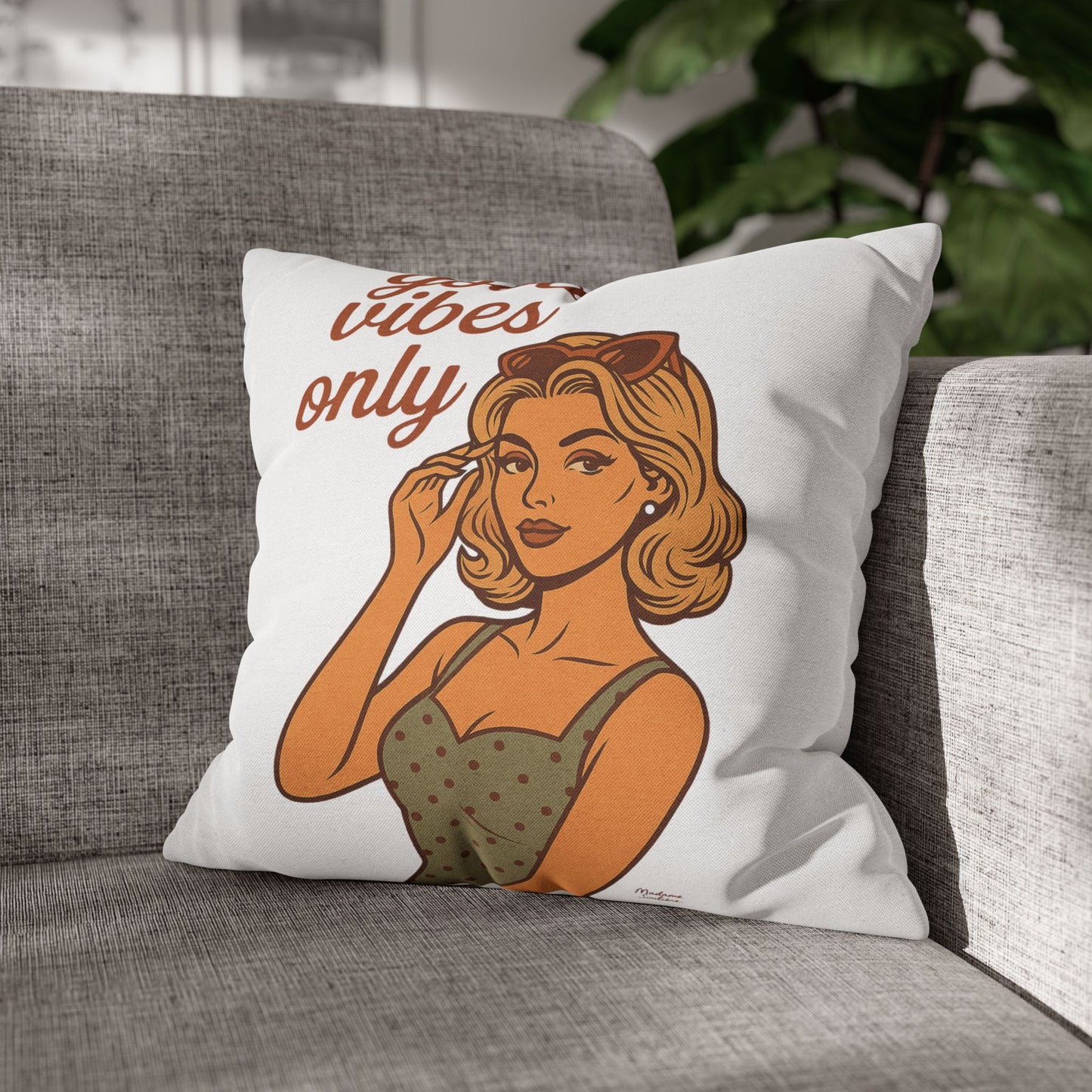 Good Vibes Only Starts Here - Retro Spiritual Pillow, Aesthetic Home Decor - Madame Soulière