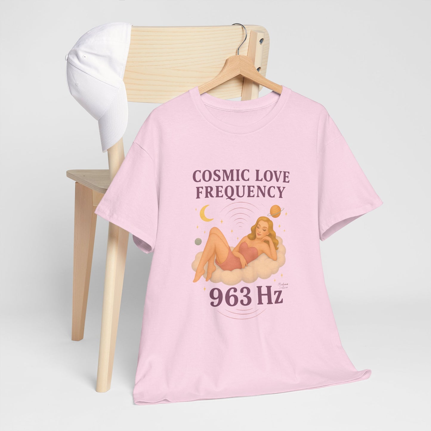 Cosmic Love Frequency 963 Hz Unisex T-Shirt – Retro Vintage Spiritual Graphic Tee, Angel Number Vibes, Feminine Pin Up Inspired Top - Madame Soulière