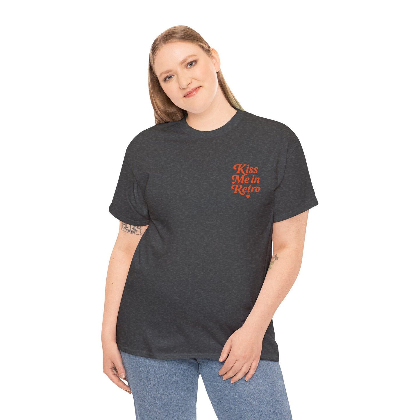Retro Mini Slogan Unisex T-Shirt – Kiss Me in Retro Graphic Tee, Vintage Pin Up Inspired Top, 50s Rockabilly Style, Feminine Retro Statement Shirt - Madame Soulière