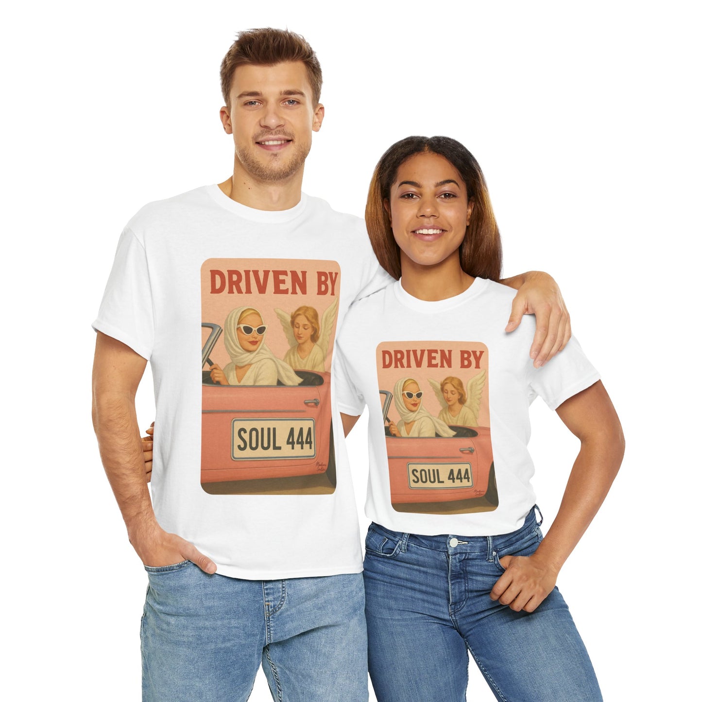 Driven by Soul 444 – Angel Number Retro Graphic Tee | Unisex Vintage Empowerment Shirt - Madame Soulière
