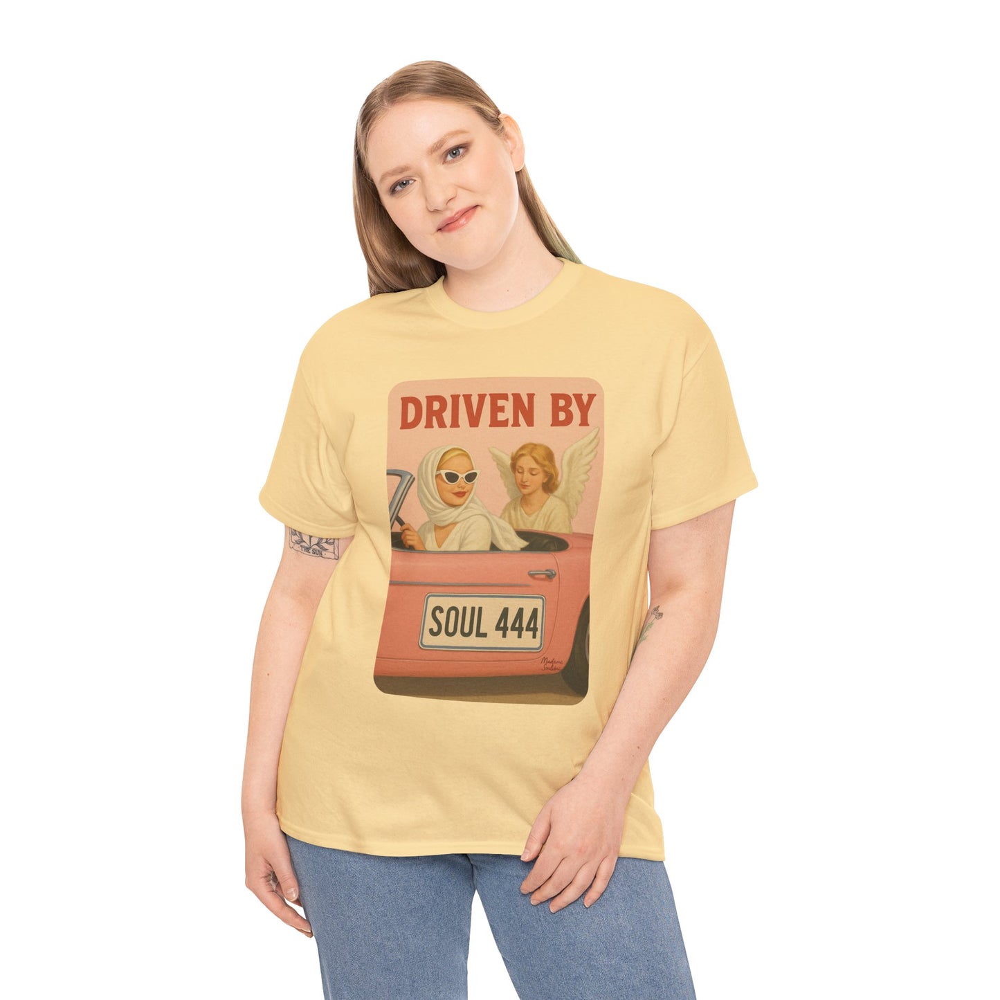 Driven by Soul 444 – Angel Number Retro Graphic Tee | Unisex Vintage Empowerment Shirt - Madame Soulière