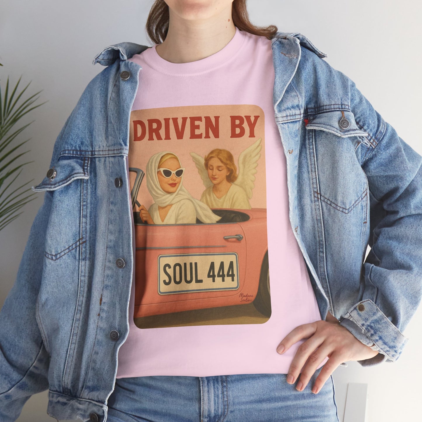 Driven by Soul 444 – Angel Number Retro Graphic Tee | Unisex Vintage Empowerment Shirt - Madame Soulière