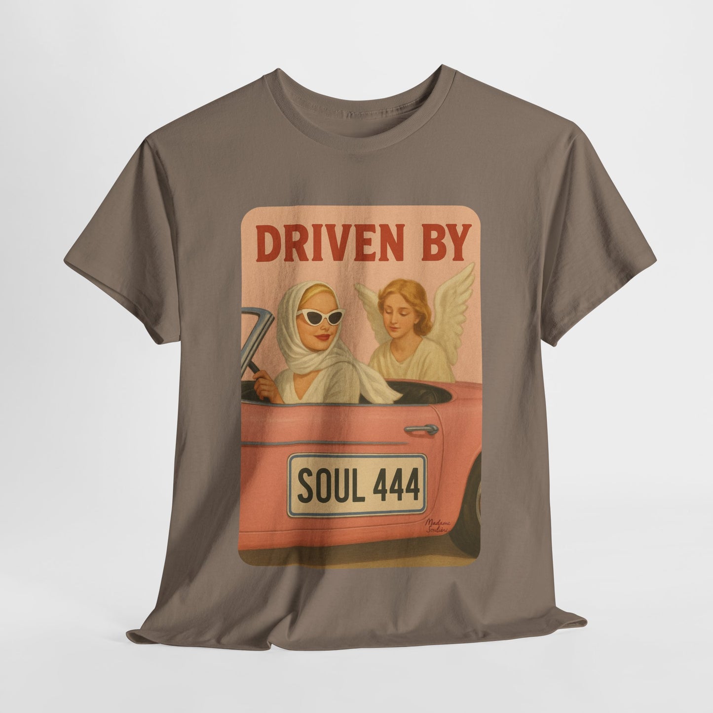 Driven by Soul 444 – Angel Number Retro Graphic Tee | Unisex Vintage Empowerment Shirt - Madame Soulière