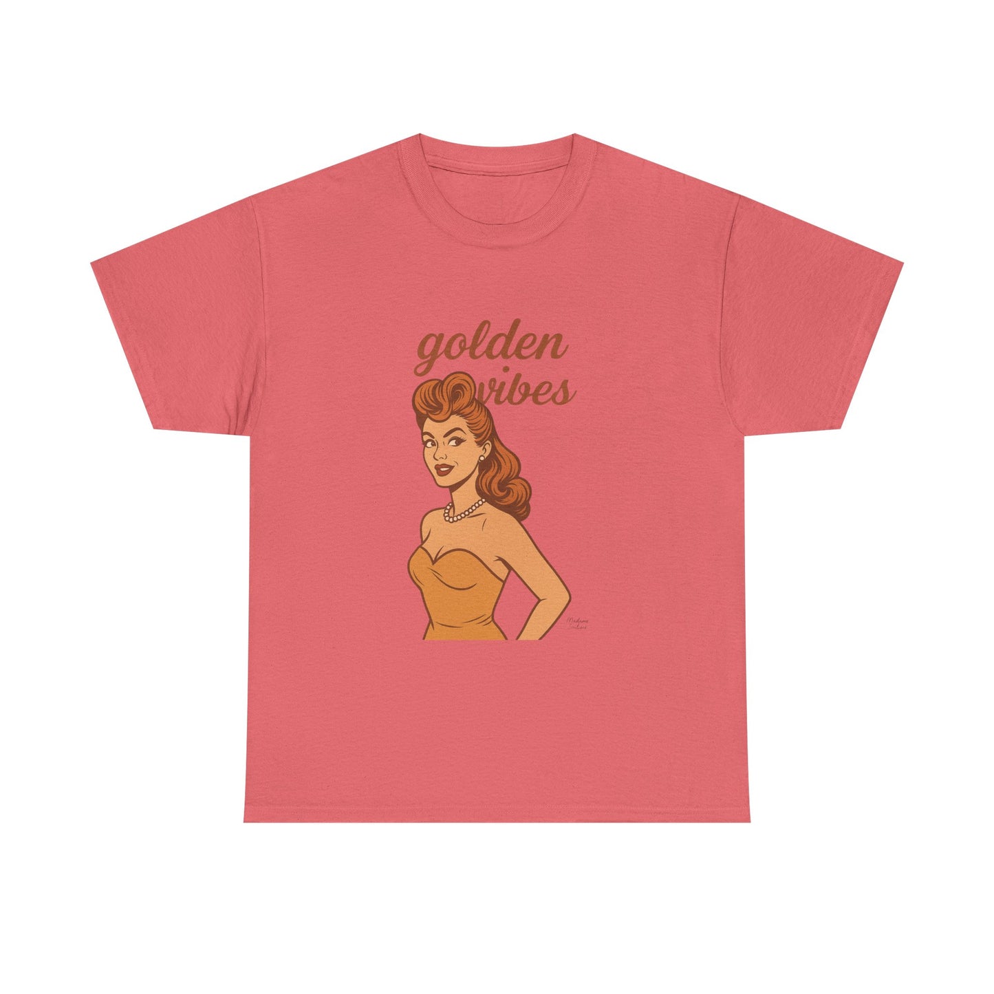 Golden Vibes – Retro Pin-Up Graphic Tee | Unisex Vintage Aesthetic T-Shirt - Madame Soulière