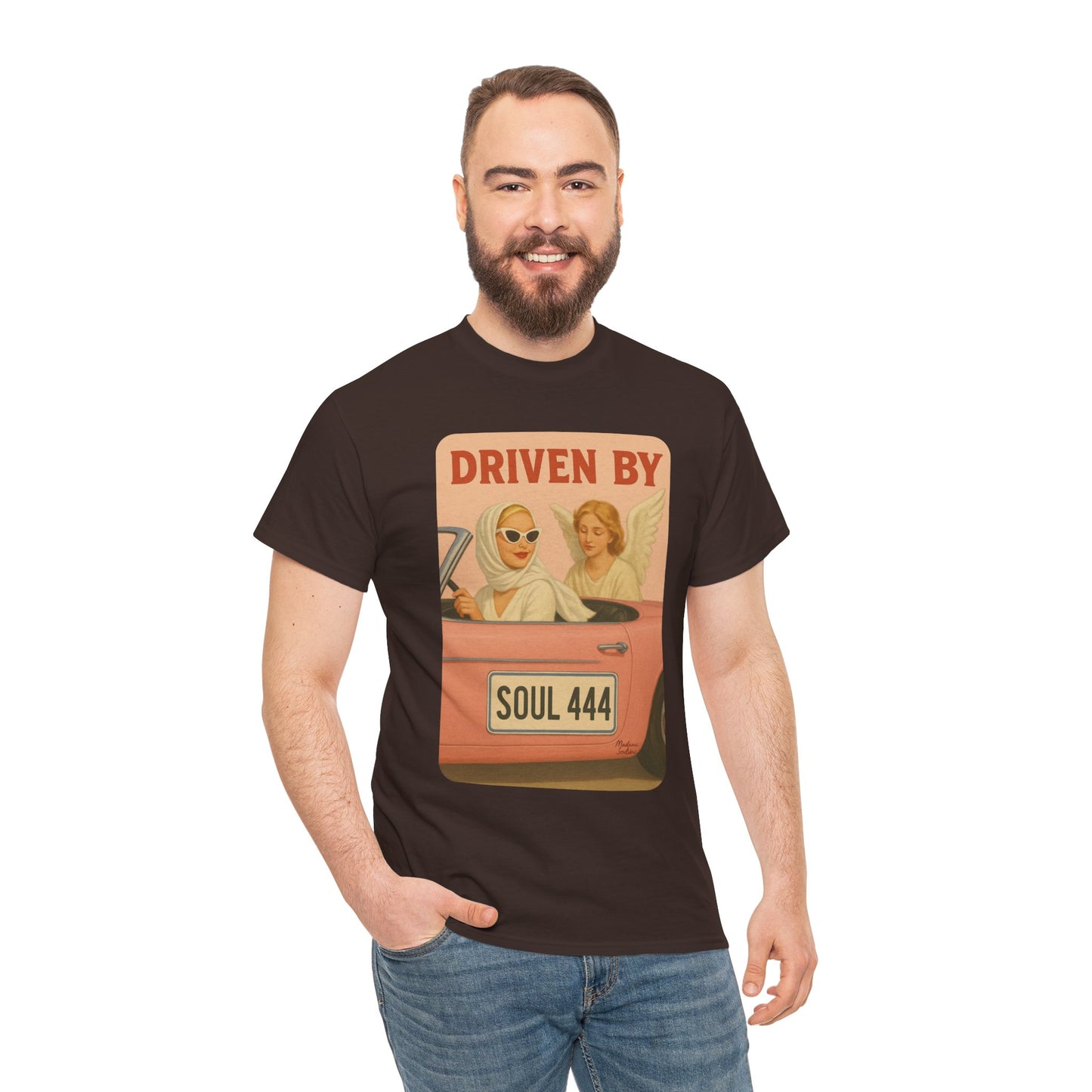 Driven by Soul 444 – Angel Number Retro Graphic Tee | Unisex Vintage Empowerment Shirt - Madame Soulière