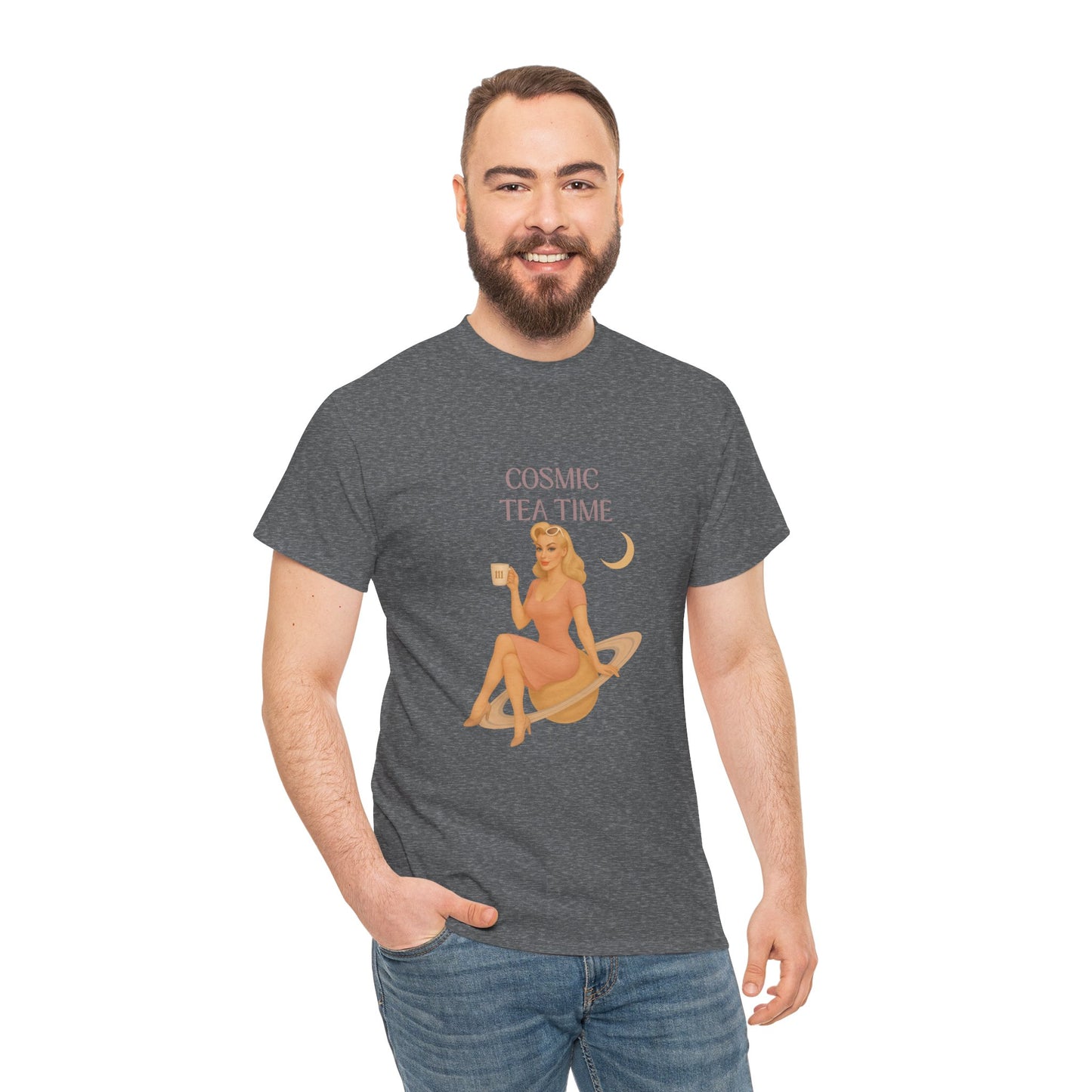 Cosmic Tea Time 111 Unisex T-Shirt – Retro Vintage Graphic Tee, Angel Number Shirt, Spiritual Pin Up Top, Unisex Cosmic Vibes Tee - Madame Soulière