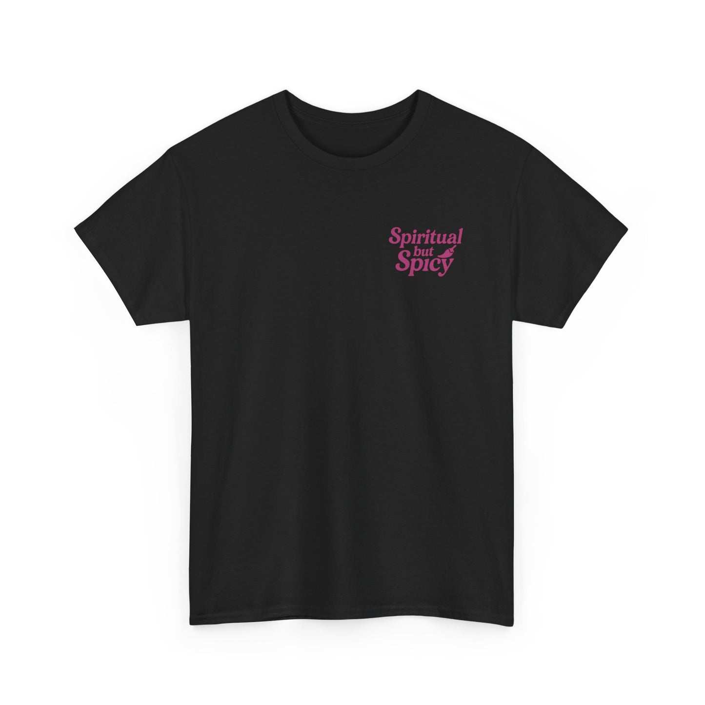 Spiritual but Spicy Unisex T-Shirt – Retro Mini Slogan Tee, Vintage Inspired Graphic Top, Feminine Statement Shirt - Madame Soulière