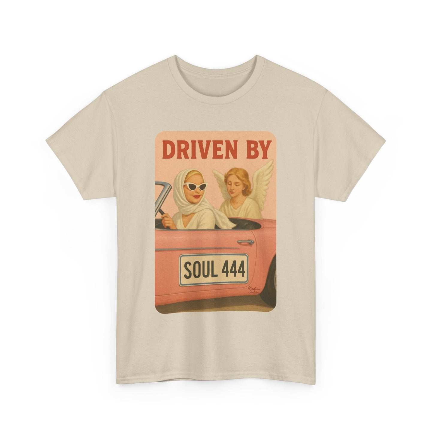 Driven by Soul 444 – Angel Number Retro Graphic Tee | Unisex Vintage Empowerment Shirt - Madame Soulière