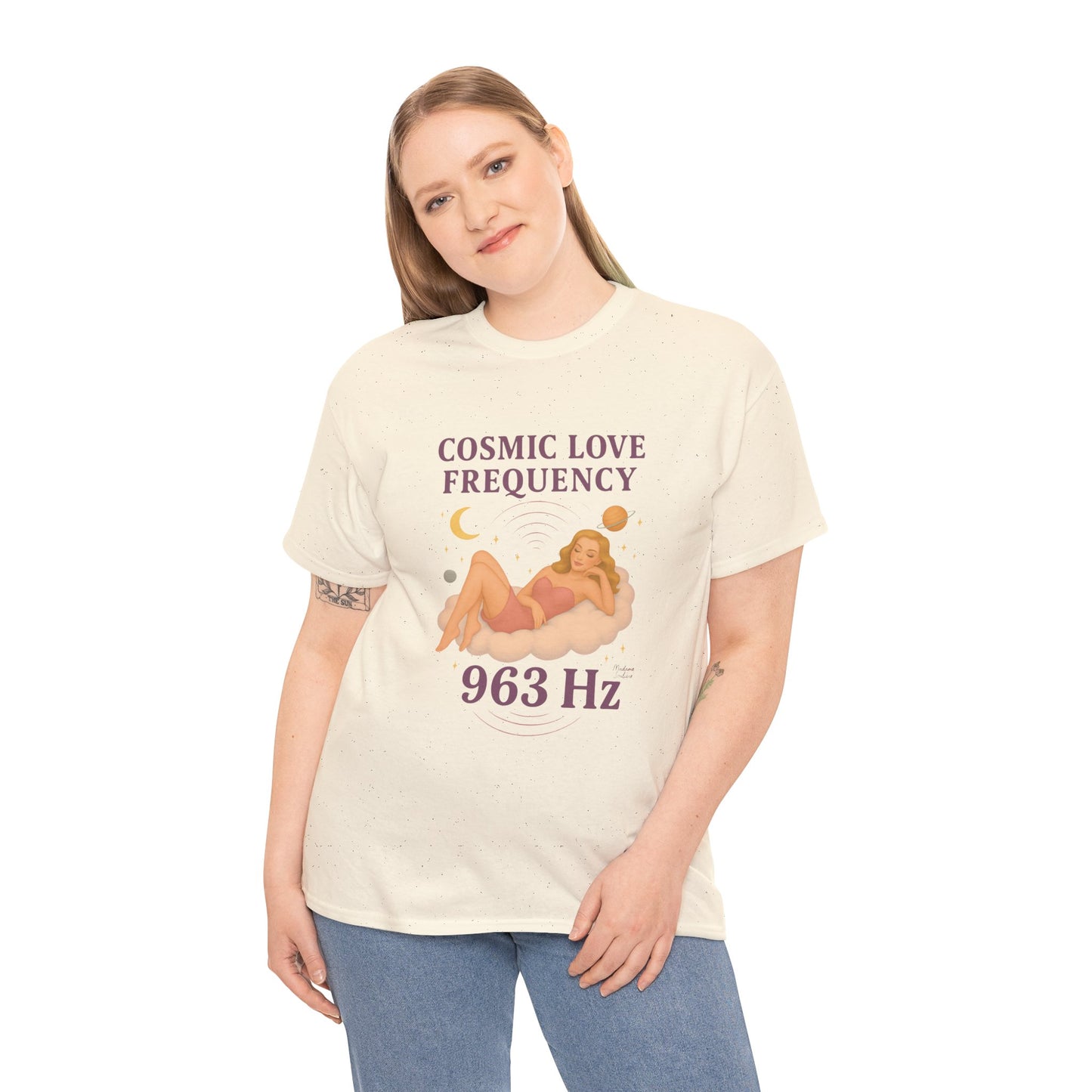 Cosmic Love Frequency 963 Hz Unisex T-Shirt – Retro Vintage Spiritual Graphic Tee, Angel Number Vibes, Feminine Pin Up Inspired Top - Madame Soulière