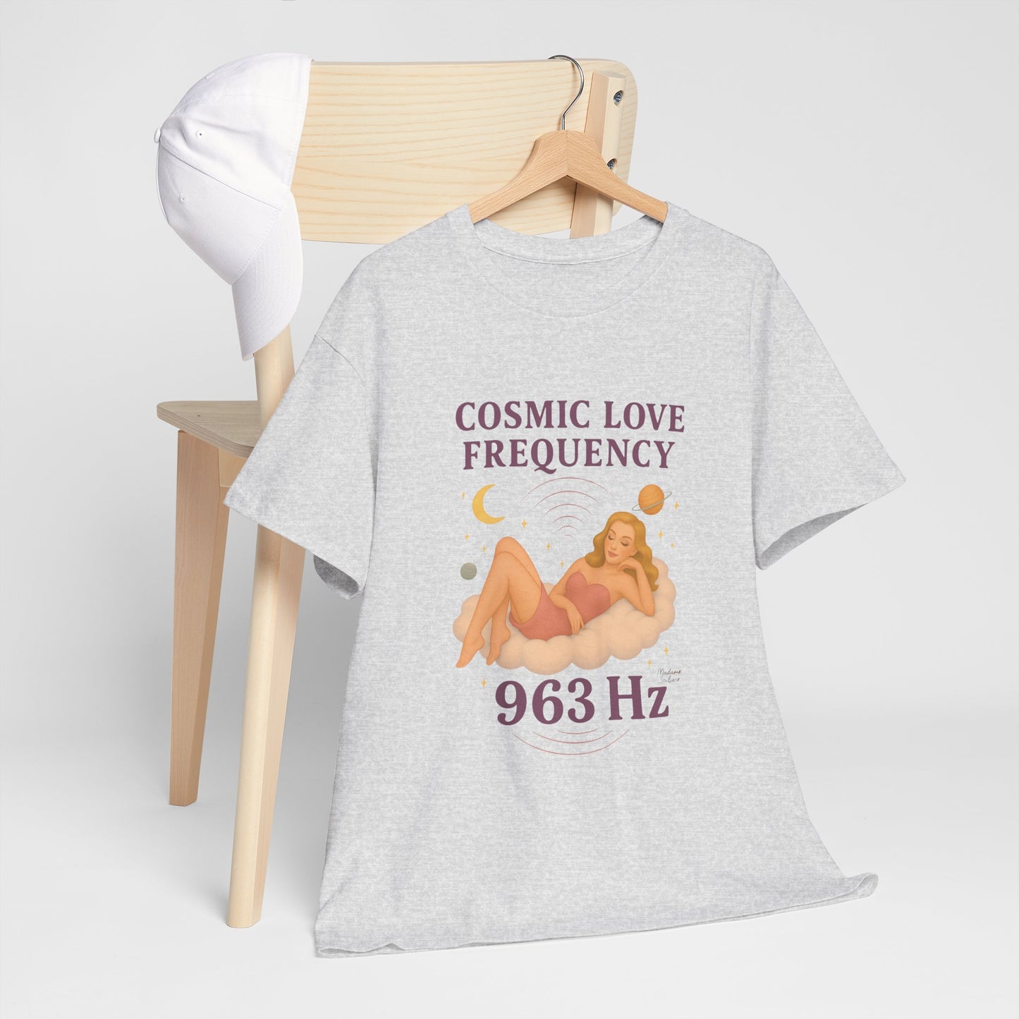 Cosmic Love Frequency 963 Hz Unisex T-Shirt – Retro Vintage Spiritual Graphic Tee, Angel Number Vibes, Feminine Pin Up Inspired Top - Madame Soulière