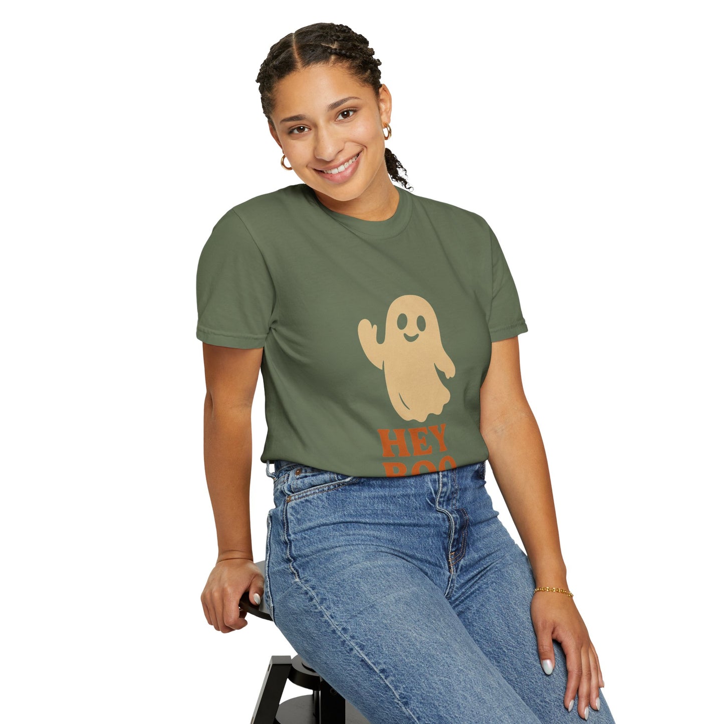Retro Halloween Ghost T-Shirt – Vintage Pin Up Style Tee, Spooky Season Graphic Top, Hey Boo Shirt for Women & Men - Madame Soulière