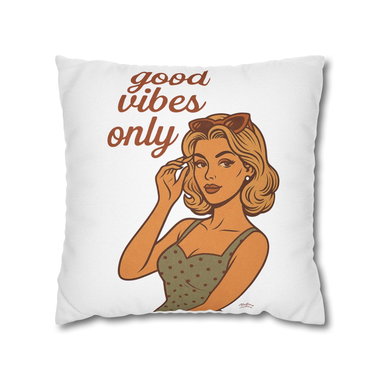 Good Vibes Only Starts Here - Retro Spiritual Pillow, Aesthetic Home Decor - Madame Soulière