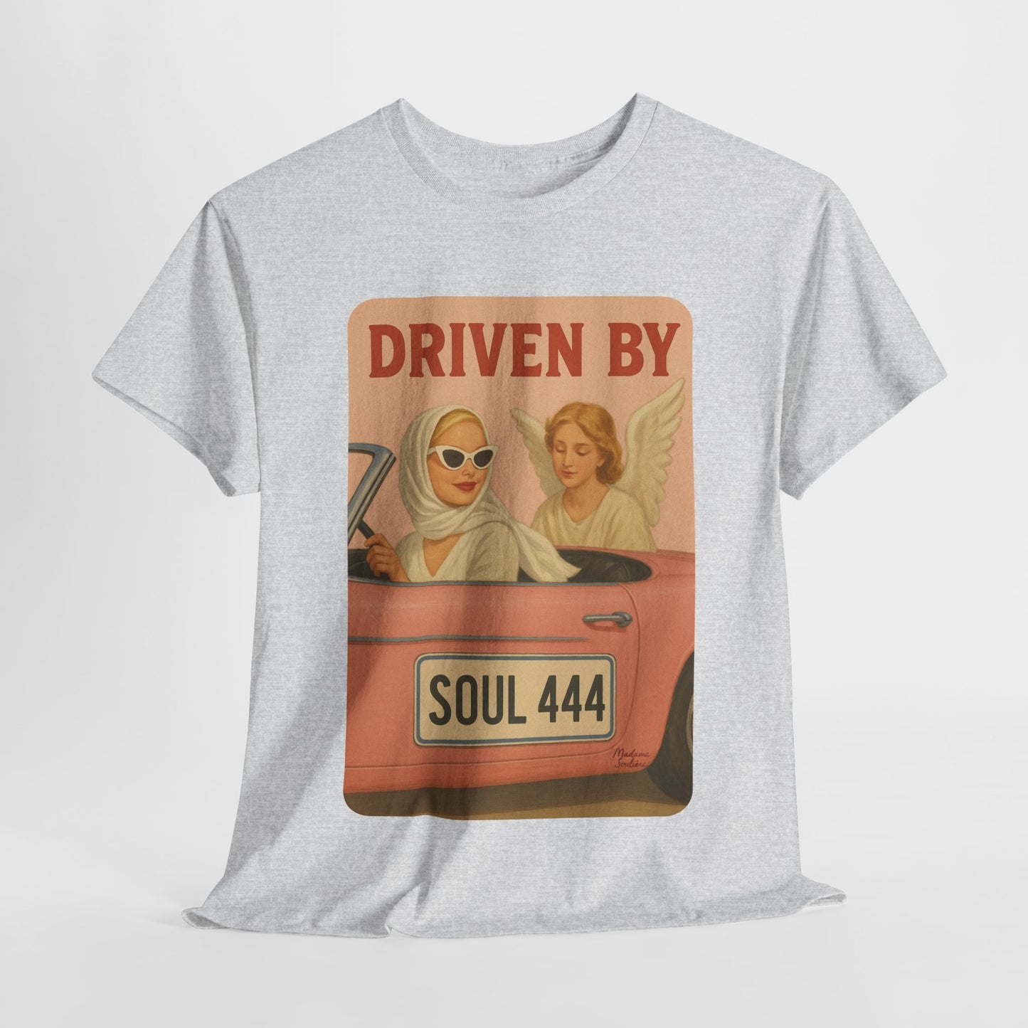 Driven by Soul 444 – Angel Number Retro Graphic Tee | Unisex Vintage Empowerment Shirt - Madame Soulière