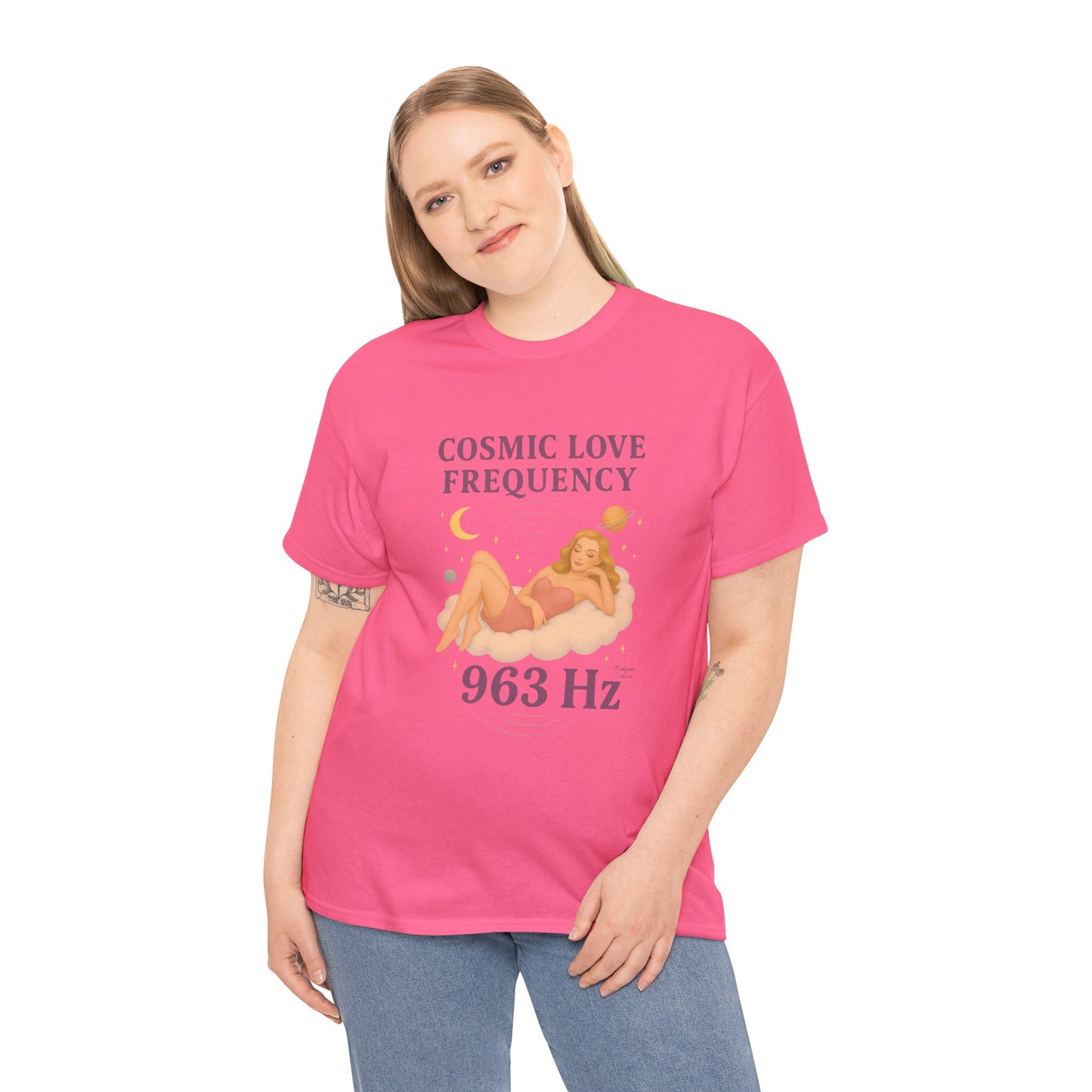 Cosmic Love Frequency 963 Hz Unisex T-Shirt – Retro Vintage Spiritual Graphic Tee, Angel Number Vibes, Feminine Pin Up Inspired Top - Madame Soulière