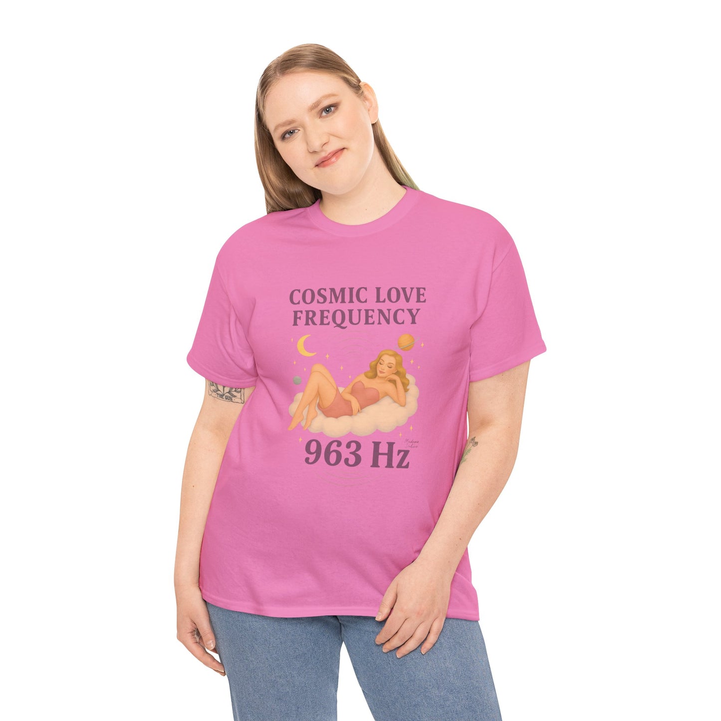 Cosmic Love Frequency 963 Hz Unisex T-Shirt – Retro Vintage Spiritual Graphic Tee, Angel Number Vibes, Feminine Pin Up Inspired Top - Madame Soulière