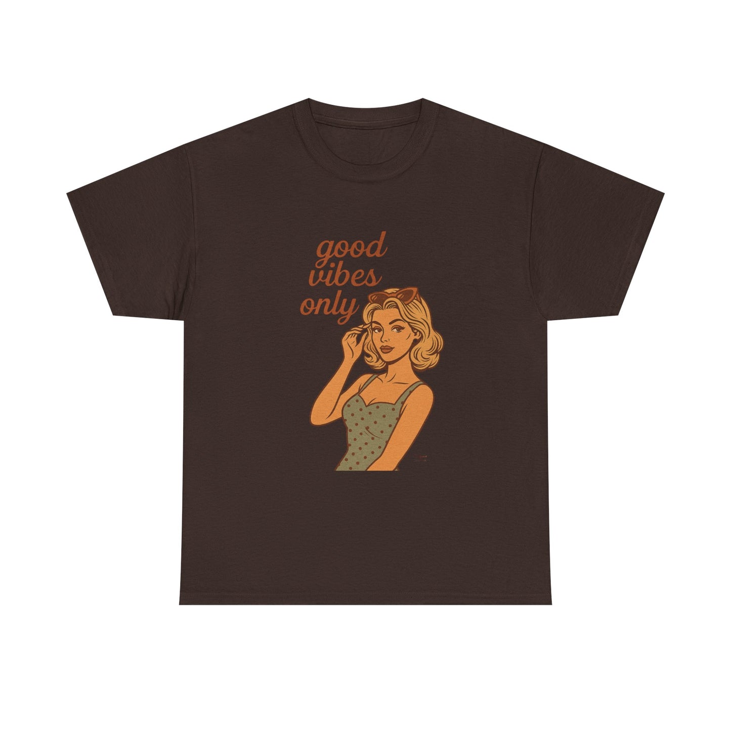 Retro Graphic Unisex T-Shirt – Good Vibes Only Vintage Pin Up Tee, 50s Inspired Feminine Empowerment Top, Spiritual Positive Energy Shirt - Madame Soulière