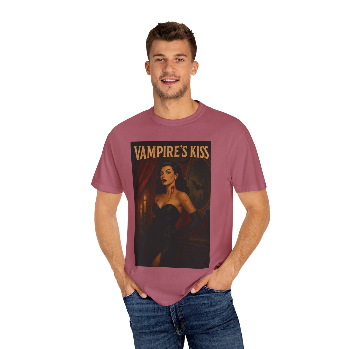Vampire’s Kiss Halloween Unisex T-Shirt – Retro Vintage Vampire Graphic Tee, Spooky Horror Unisex Top, Gothic Scary Season Shirt - Madame Soulière