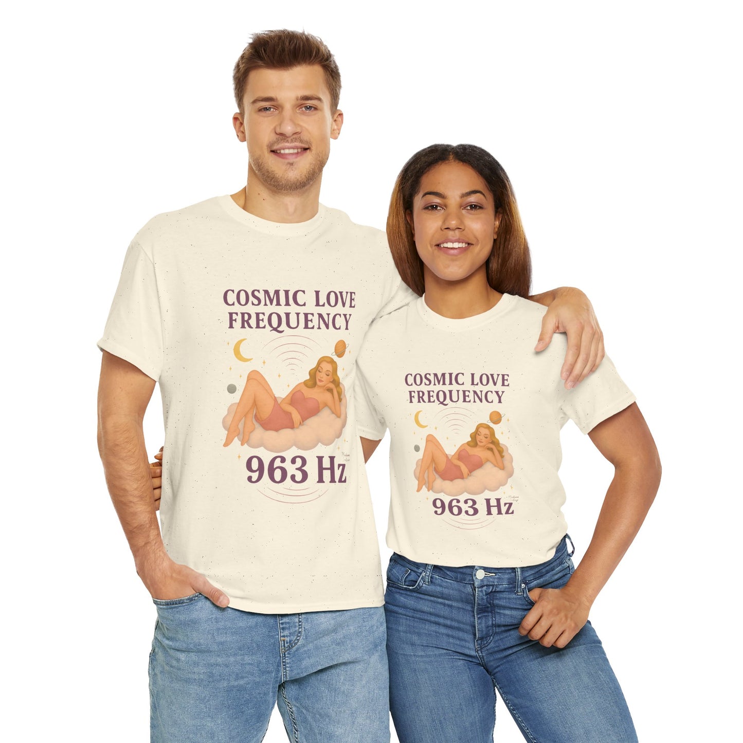 Cosmic Love Frequency 963 Hz Unisex T-Shirt – Retro Vintage Spiritual Graphic Tee, Angel Number Vibes, Feminine Pin Up Inspired Top - Madame Soulière