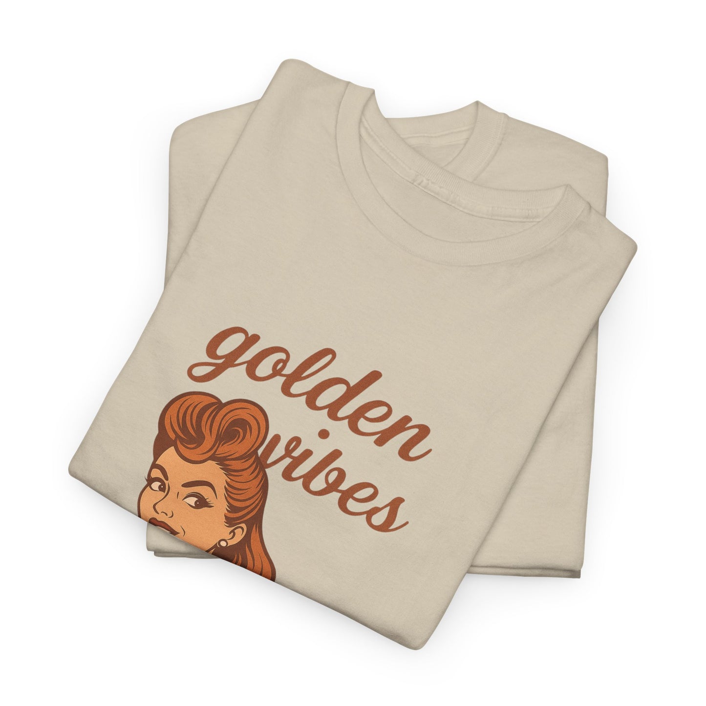 Golden Vibes – Retro Pin-Up Graphic Tee | Unisex Vintage Aesthetic T-Shirt - Madame Soulière