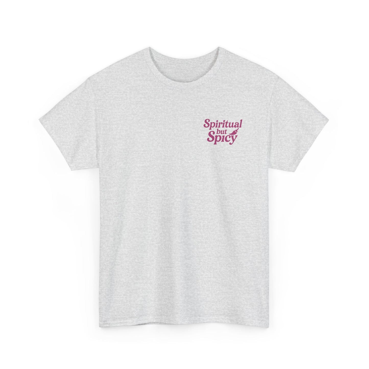 Spiritual but Spicy Unisex T-Shirt – Retro Mini Slogan Tee, Vintage Inspired Graphic Top, Feminine Statement Shirt - Madame Soulière
