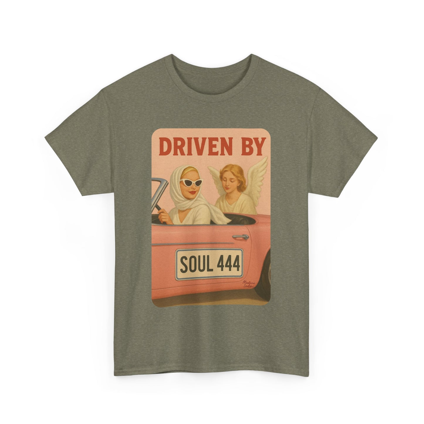 Driven by Soul 444 – Angel Number Retro Graphic Tee | Unisex Vintage Empowerment Shirt - Madame Soulière