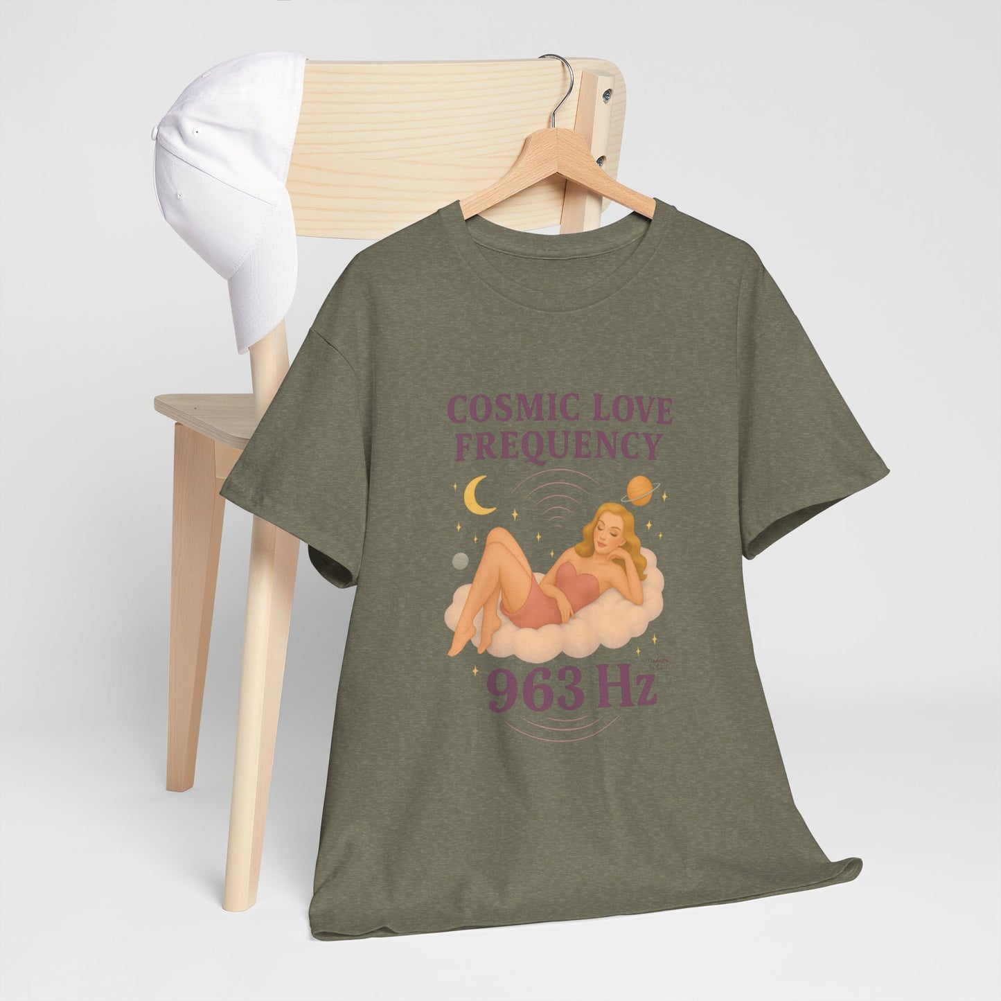 Cosmic Love Frequency 963 Hz Unisex T-Shirt – Retro Vintage Spiritual Graphic Tee, Angel Number Vibes, Feminine Pin Up Inspired Top - Madame Soulière