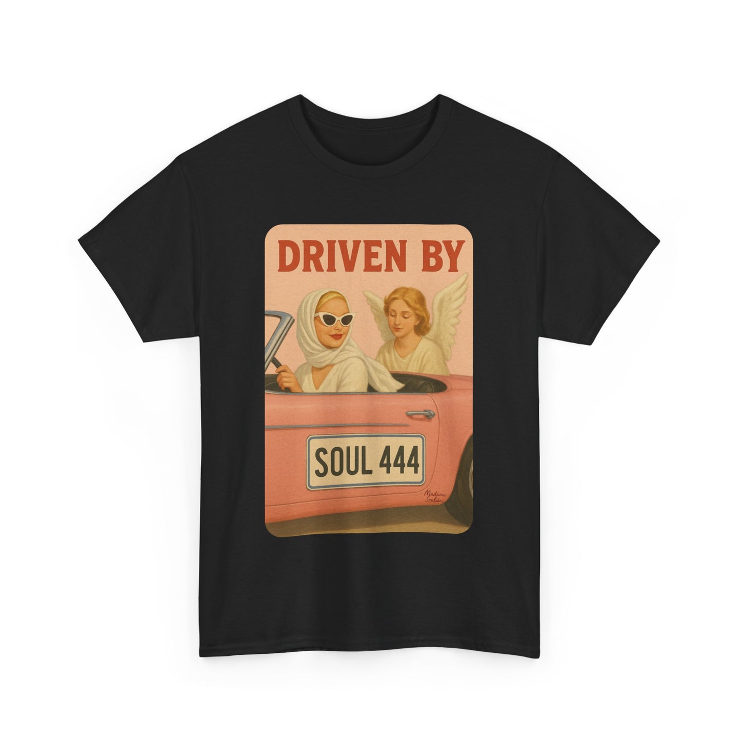 Driven by Soul 444 – Angel Number Retro Graphic Tee | Unisex Vintage Empowerment Shirt - Madame Soulière