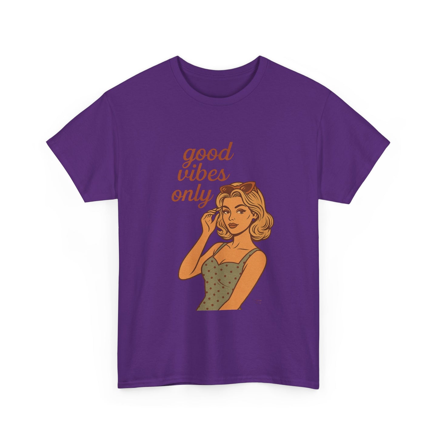 Retro Graphic Unisex T-Shirt – Good Vibes Only Vintage Pin Up Tee, 50s Inspired Feminine Empowerment Top, Spiritual Positive Energy Shirt - Madame Soulière