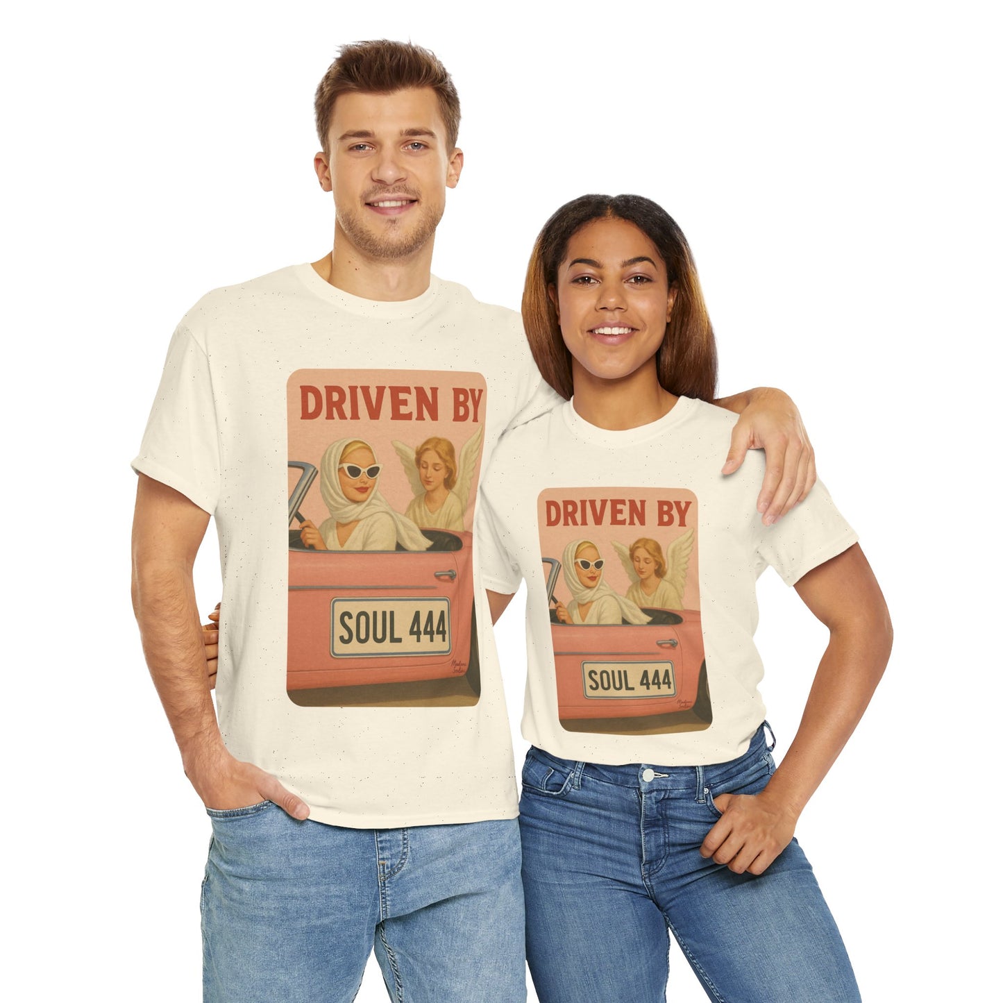 Driven by Soul 444 – Angel Number Retro Graphic Tee | Unisex Vintage Empowerment Shirt - Madame Soulière