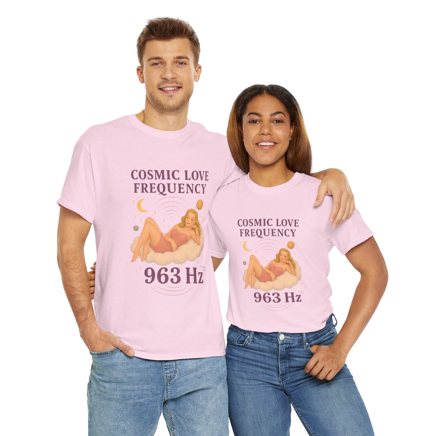 Cosmic Love Frequency 963 Hz Unisex T-Shirt – Retro Vintage Spiritual Graphic Tee, Angel Number Vibes, Feminine Pin Up Inspired Top - Madame Soulière