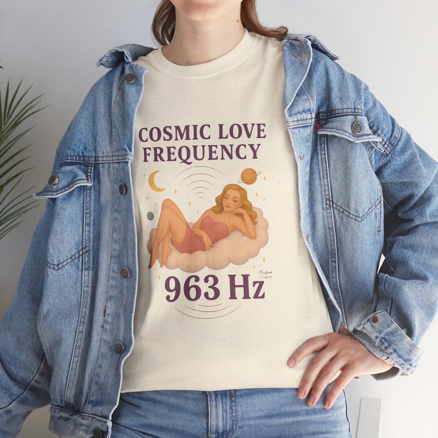 Cosmic Love Frequency 963 Hz Unisex T-Shirt – Retro Vintage Spiritual Graphic Tee, Angel Number Vibes, Feminine Pin Up Inspired Top - Madame Soulière