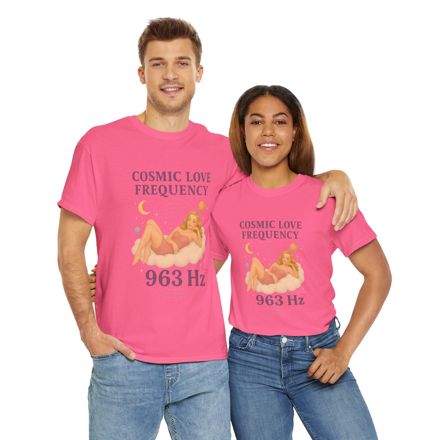 Cosmic Love Frequency 963 Hz Unisex T-Shirt – Retro Vintage Spiritual Graphic Tee, Angel Number Vibes, Feminine Pin Up Inspired Top - Madame Soulière