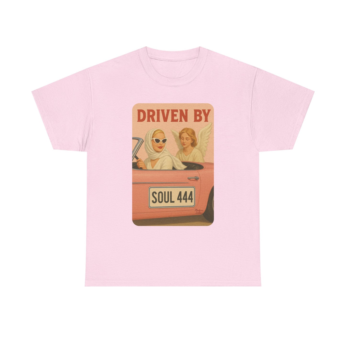 Driven by Soul 444 – Angel Number Retro Graphic Tee | Unisex Vintage Empowerment Shirt - Madame Soulière