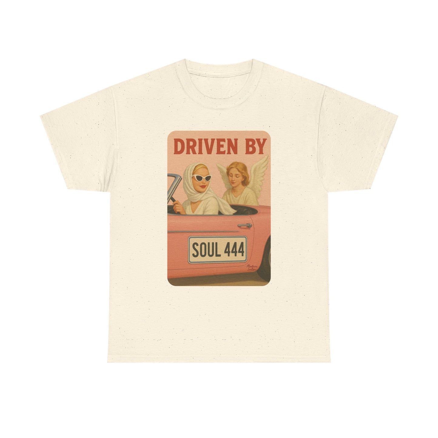 Driven by Soul 444 – Angel Number Retro Graphic Tee | Unisex Vintage Empowerment Shirt - Madame Soulière